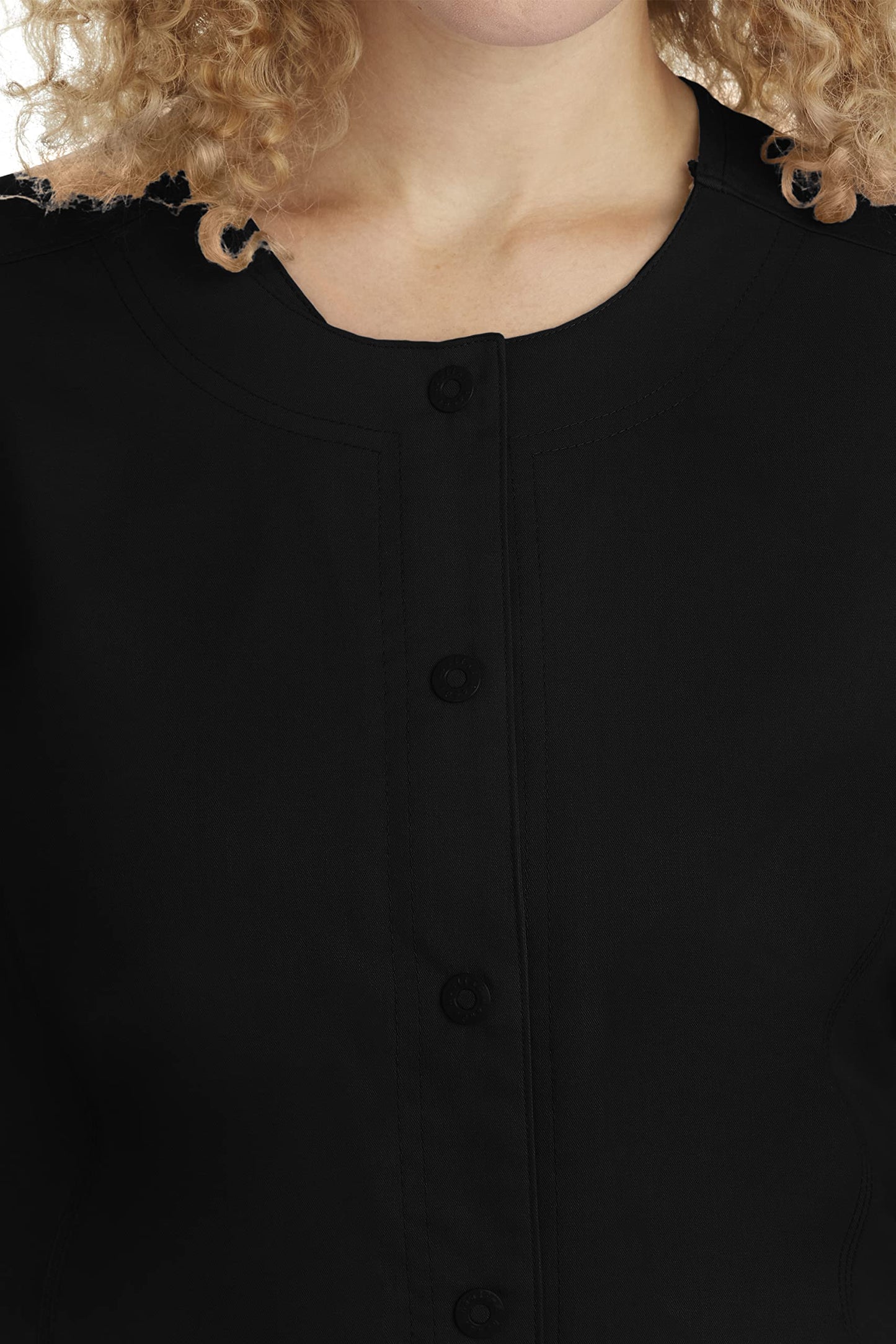 Healing Hands Women's Snap Front Scrub Jacket Daisy 2-Way Stretch Uniform 5063 Black S