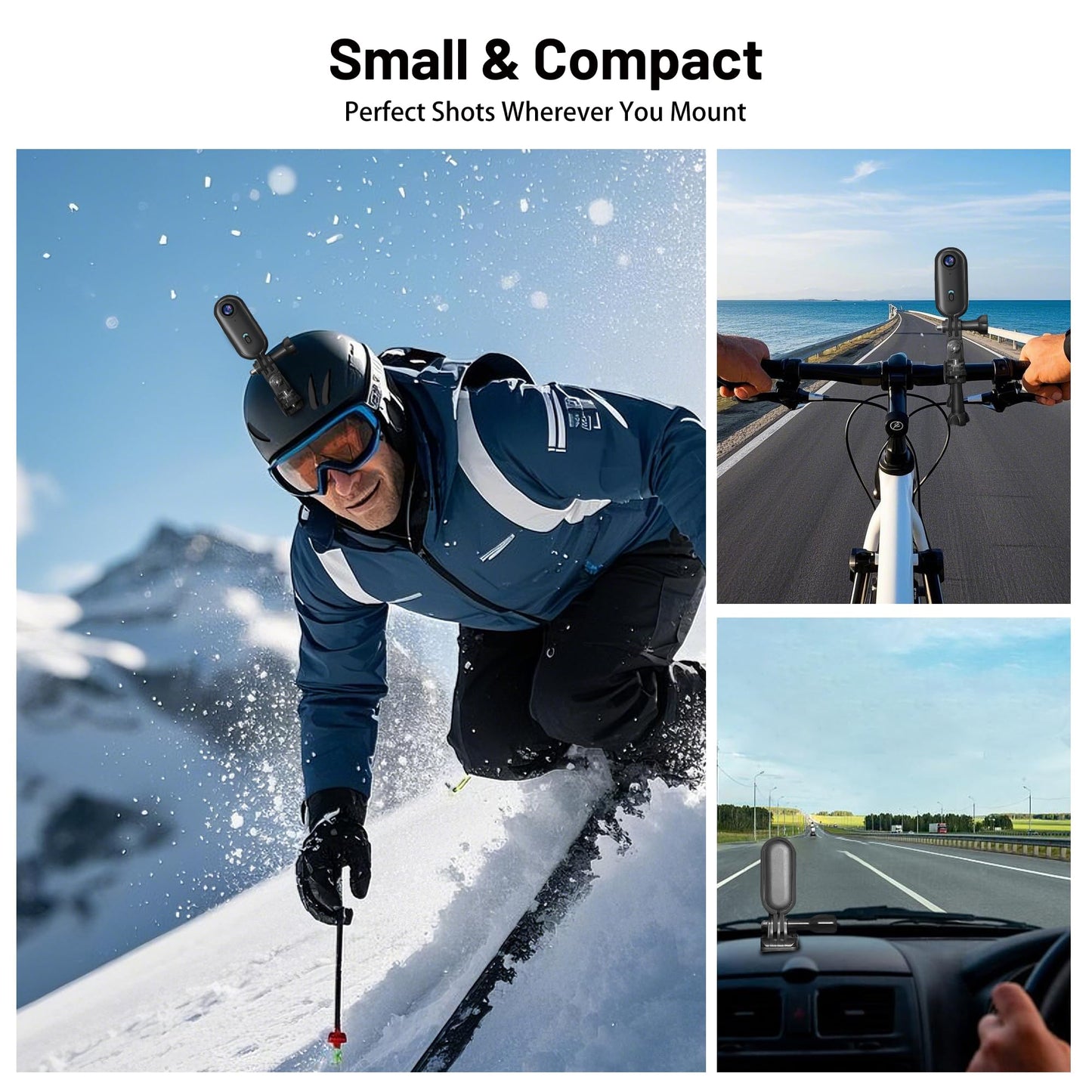 4K Mini Action Camera 128GB Thumb POV Portable Body Cam Wearable Video Recorder with IPX7 Waterproof Underwater Camcorder, Helmet Mount, Magnetic Sport DV for Bike Cycling, Pet, Vlogging(Black)