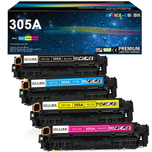 305A Black,Cyan,Magenta,Yellow Toner Cartridges 4 Pack for HP LaserJet Pro 400 Color M451dn M451nw M451dw MFP M475dw M475dn Pro 300 M375nw Toner