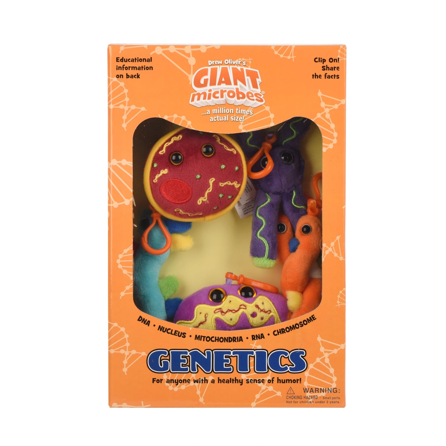 GIANTmicrobes Genetics Gift Box, DNA Gifts, Genetic Counselor & Genealogist Gifts, DNA Plush Keychain, Ancestry Gift