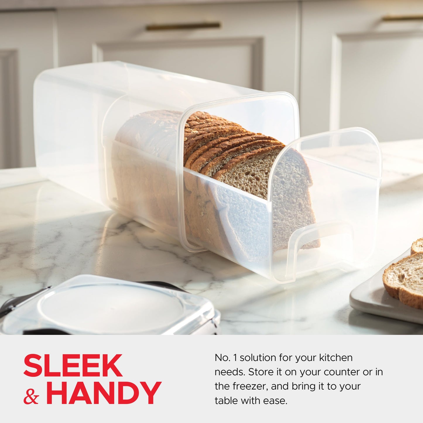 Tafura Bread Storage Container - 2 Pack BPA Free Plastic Bread Box with Ingeniously Tray - Airtight Container/Holder for Homemade Loaves and Baked Goods