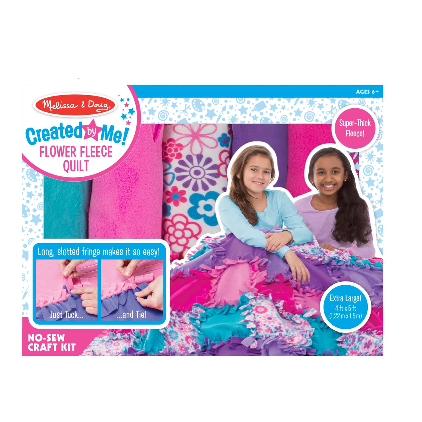 Melissa & Doug Created by Me! Flower Fleece Quilt, Arts & Crafts, No-Sew Fleece Quilt, High-Quality Soft Material, 48-Pieces