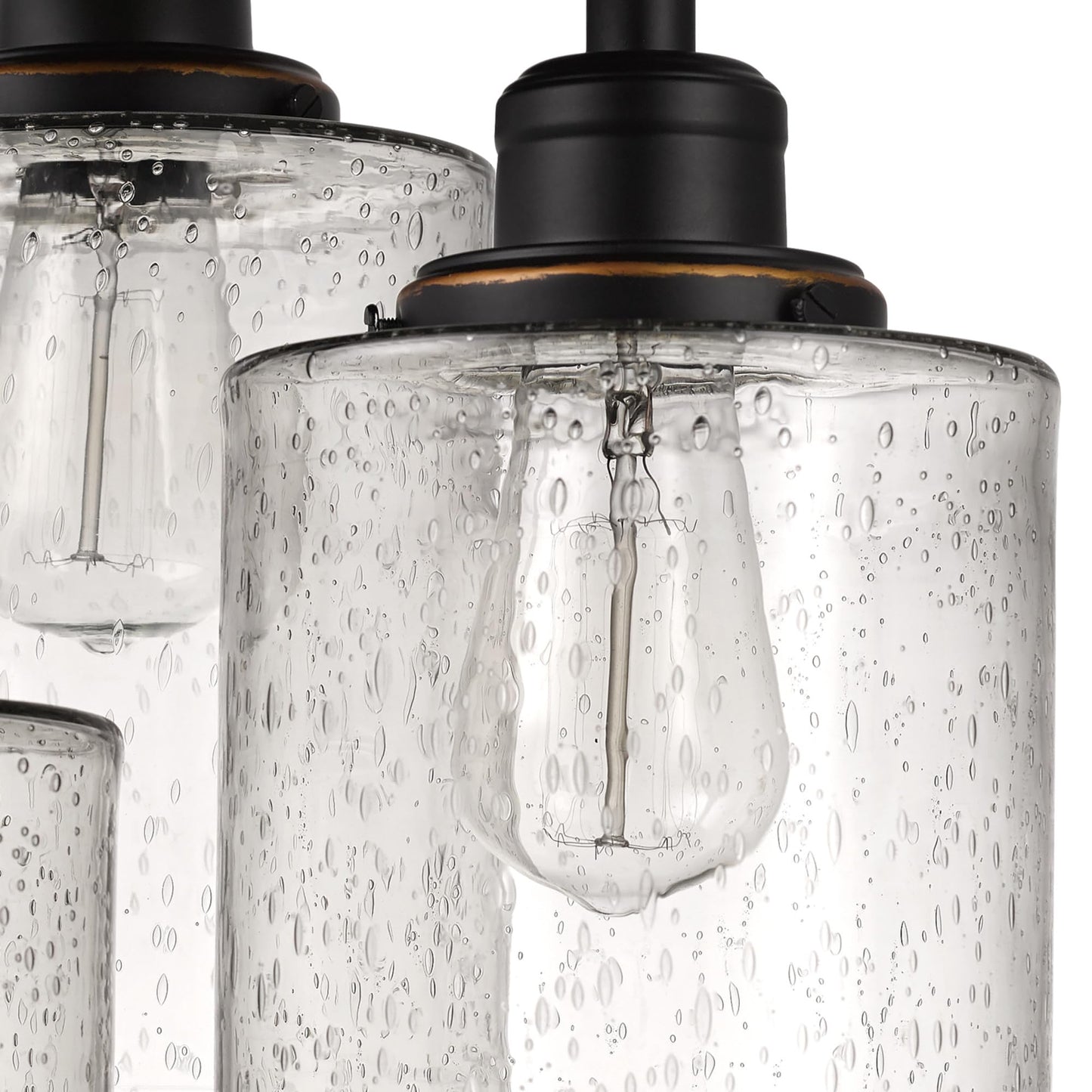 GLOBE Electric 65904 3-Light Bronze Semi-Flush Mount Ceiling Light Fixture with Seeded Glass Shades, Ideal for Kitchen, Bathroom, Bedroom, Closet Light, Home Essentials, LED Bulbs Compatible