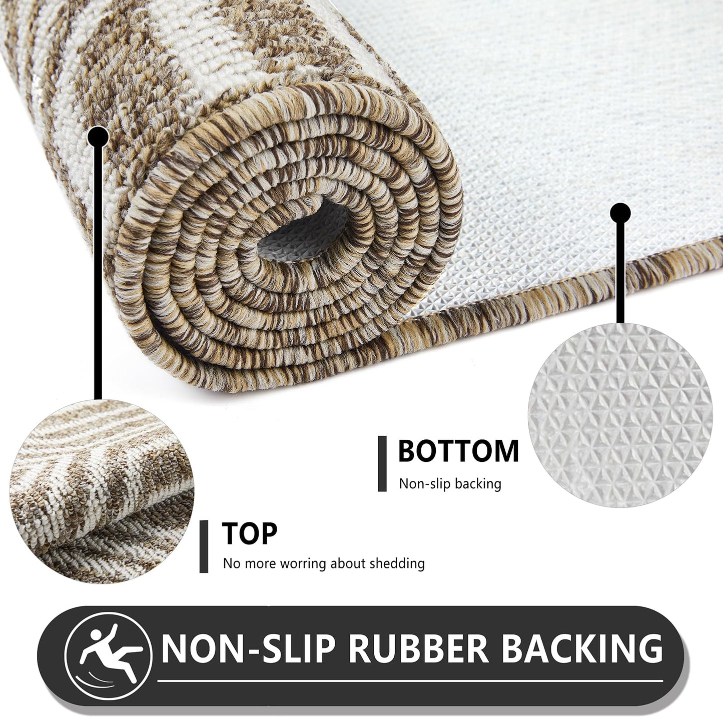 REFETONE Runner Rug, 2'x8' Long Door Mats Indoor Runners for Hallways, Non Slip Rubber Backing Entry Rug, Washable Entrance Floor Mat Runner for Home, Kitchen, Laundry, Living Room, Garage, Camel