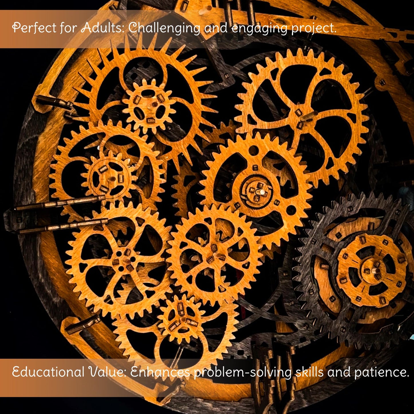 WOODEN.CITY 3D Wooden Puzzles for Adults Crafts - Industrial Vintage Wall Clock Model Kit - Mechanical Clock Building Kit - Engineering Hobbies