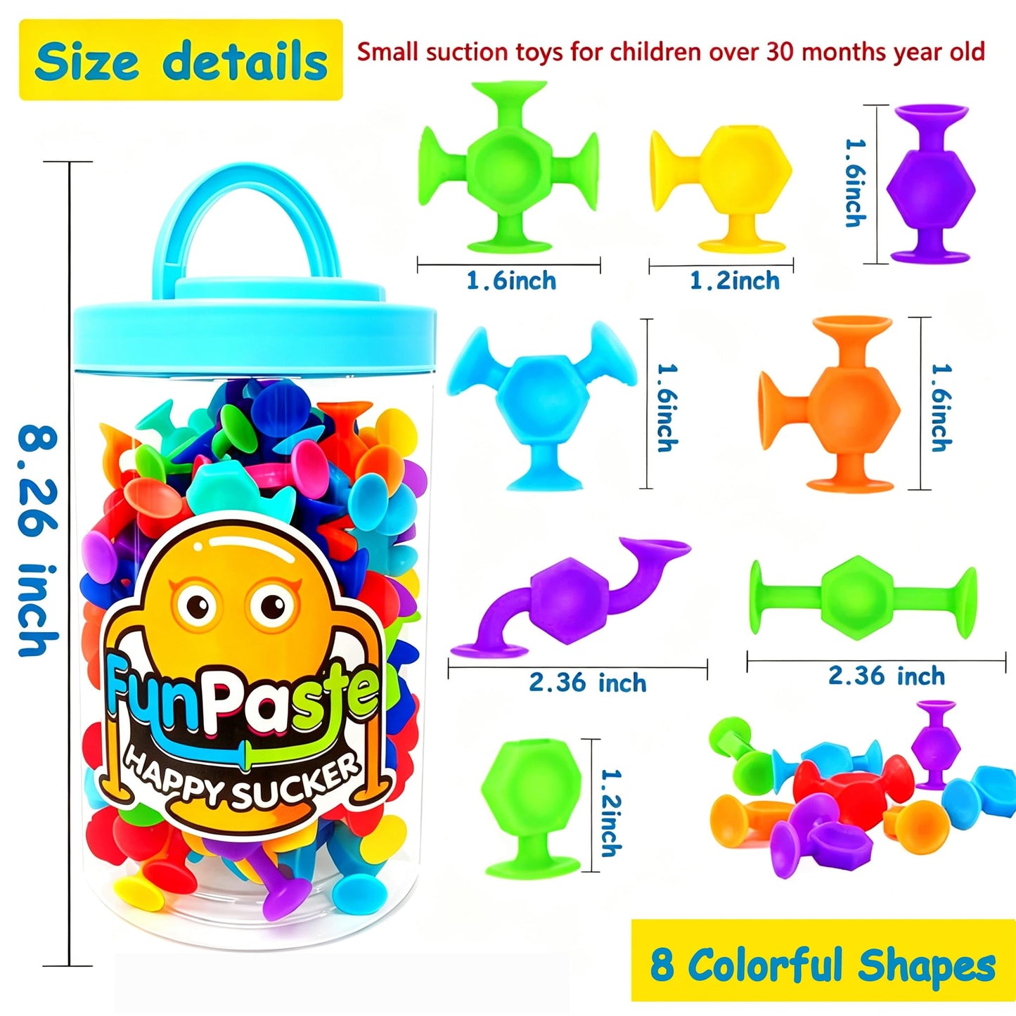 CreateView 114pcs Suction Cup Bath Toys for Kids Toddlers Family Game - Preschool Learning Sensory Montessori Classroom Stocking Stuffers for Ages 3-8 Bathtub Window Toys for Autism(Small)