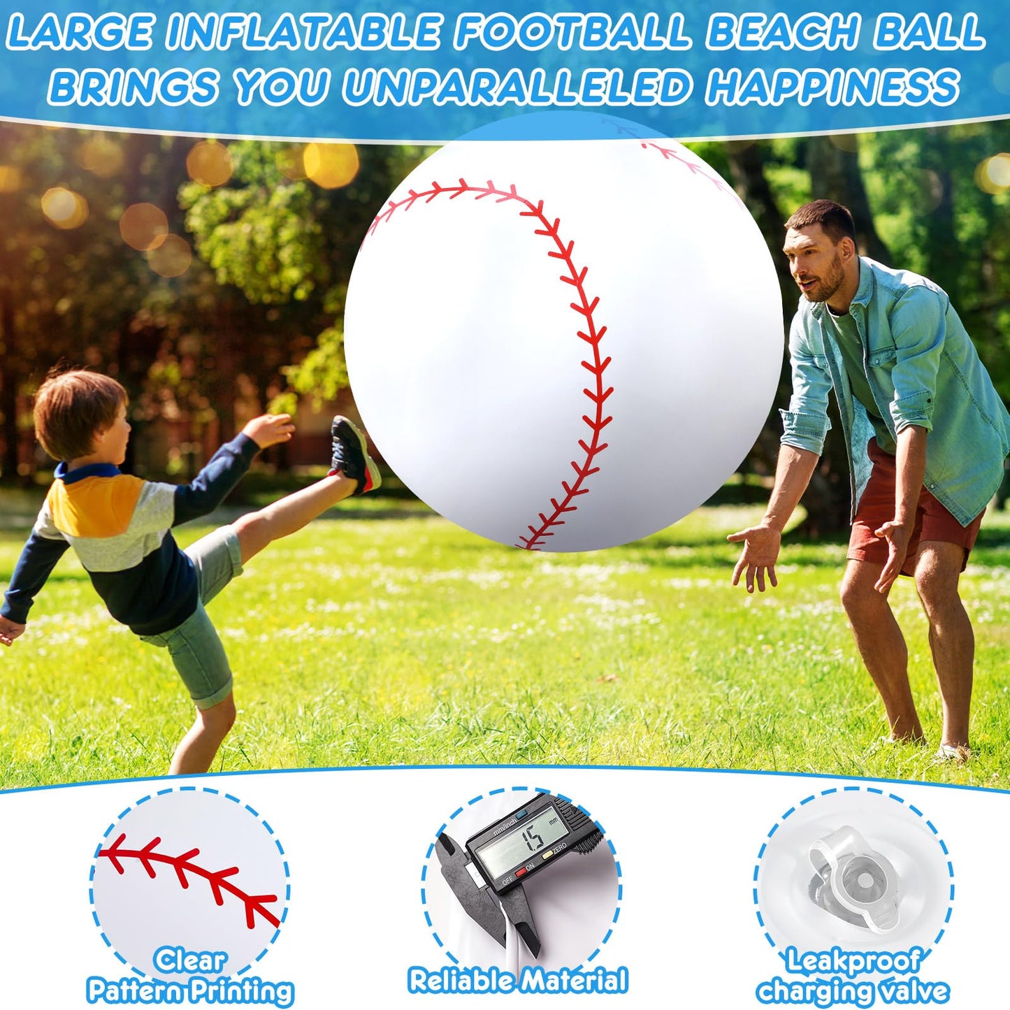 Lewtemi 3 Pcs 27 Inch / 40 Inch Giant Inflatable Sports Balls Large Inflatable Beach Ball Inflatable Baseballs Soccer Ball Basketball for Sports Themed Birthday Party Favor(40 Inch)