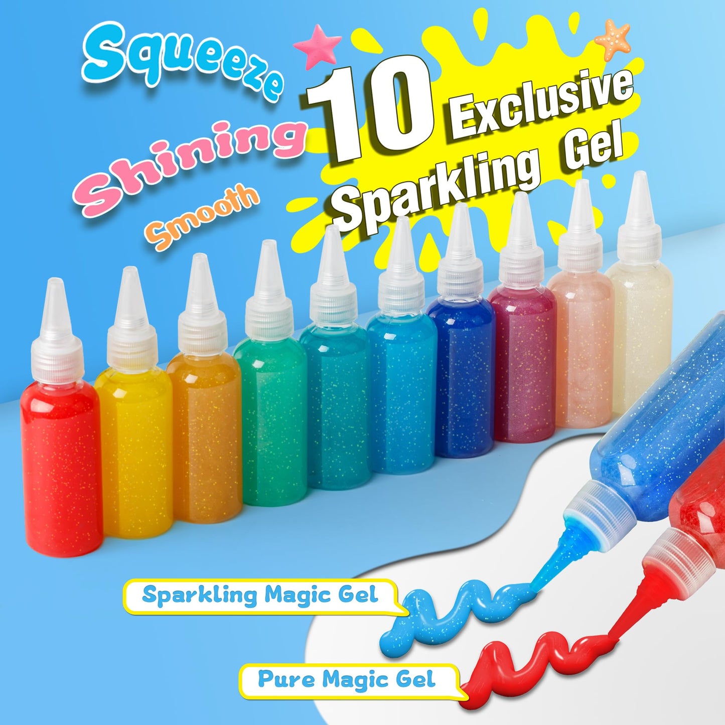 Kiditos Magic Water Elf Toy Kit–Squishies for Kids, 20 Gels & 10 Molds, Magic Gel Water Pets Sensory Toy, Fun DIY Craft Kit, Party Favors, Birthday & Christmas Gifts for Kids Ages 3+