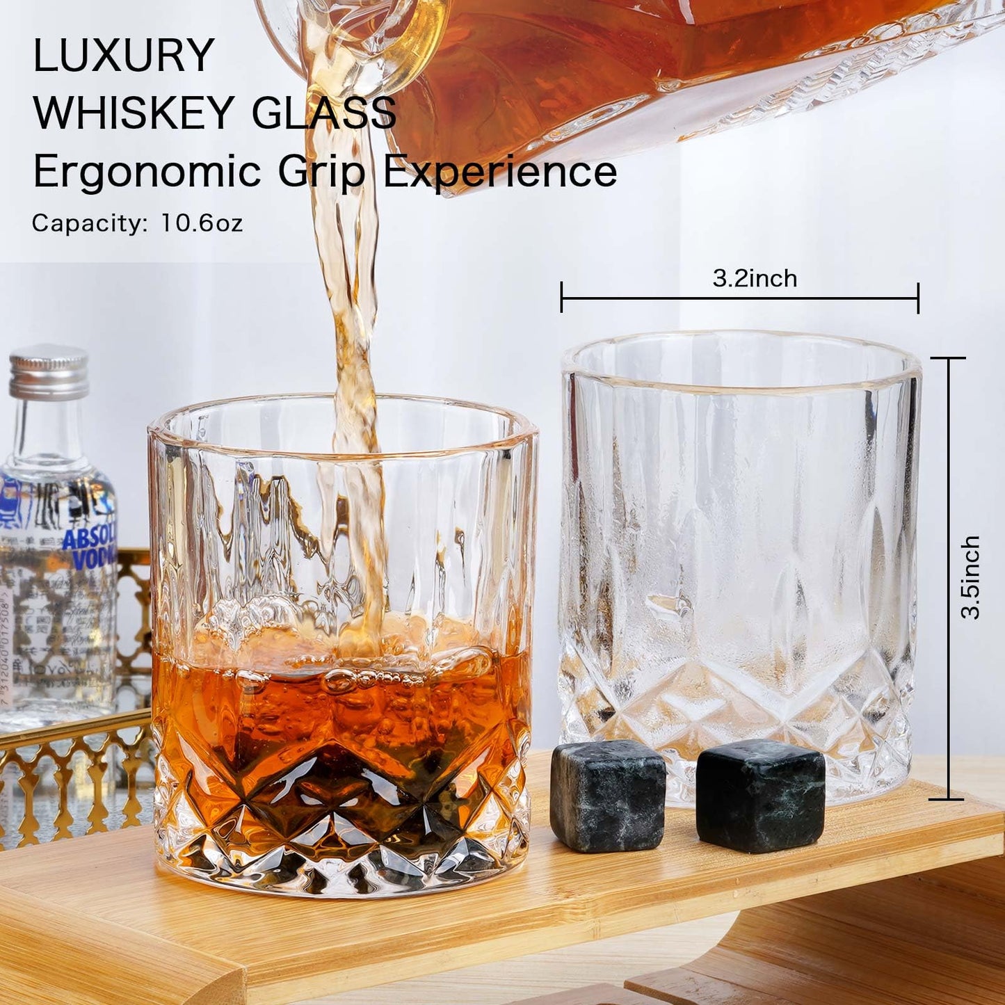 PONPUR Gifts for Men Dad, Whiskey Decanter Set with 2 Glasses with Wooden Box, Unique Dad Birthday Gift from Daughter Son, Best Dad Father Husband Presents for Anniversary Christmas