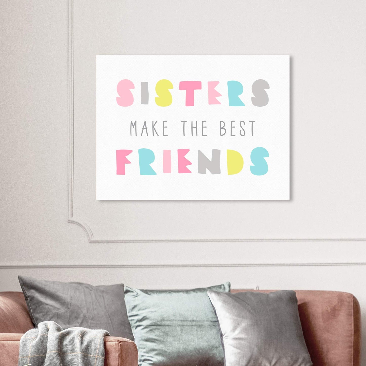 Wynwood Studio Typography and Quotes Wall Art Canvas Prints '27202 Best Friend Sisters Bright' Home Décor, 36 in x 24 in, Stretched 3/4 inch