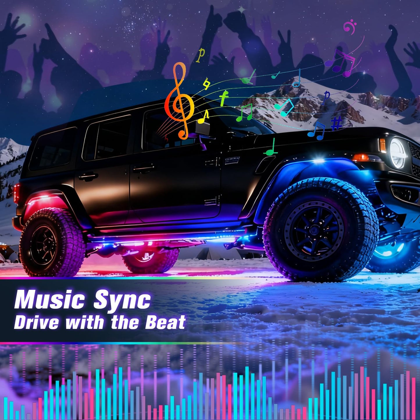 16 Pods 5-Sided RGB Rock Lights for Trucks Cars - IP67 Waterproof Exterior Underglow Neon Kit, Music Sync APP + RF Remotel, Easy No-Drill Install, Universal Fit for SUVs/Off-Road/Daily Use