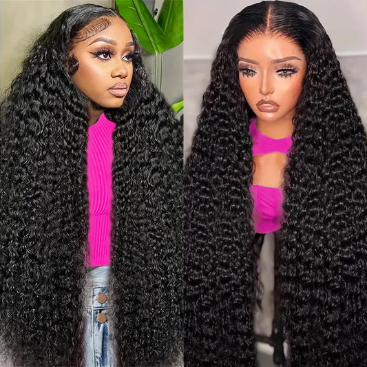 32 Inch Lace Front Wig Human Hair Deep Wave Lace Front Wigs 210 Density HD Lace Frontal Wigs Human Hair 13x6 Lace Front Wigs Human Hair Pre Plucked Deep Curly Human Hair Wigs for Black Women