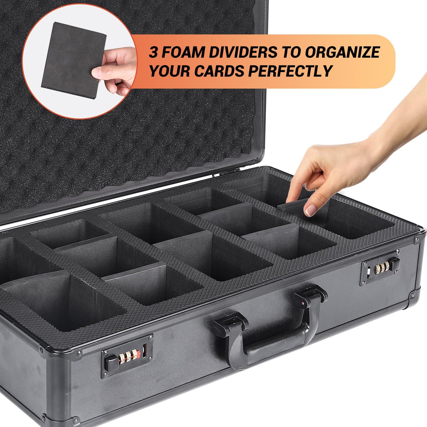 Graded Card Storage Box 5 Slots, PSA/BGS Graded Slabs-Collector Box for Trading & Sports Cards with Coded Lock, Easy to Carry(No Card)