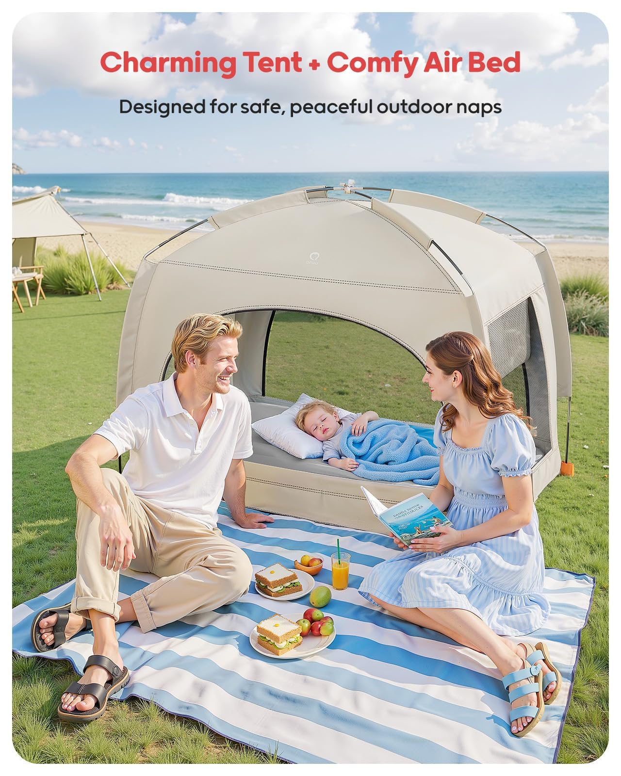 QPAU Lightweight Blow Up Kids Air Mattress with Hand Pump – Indoor & Outdoor Portable for Camping, Travel, Home, Grandma’s – Ages 3+