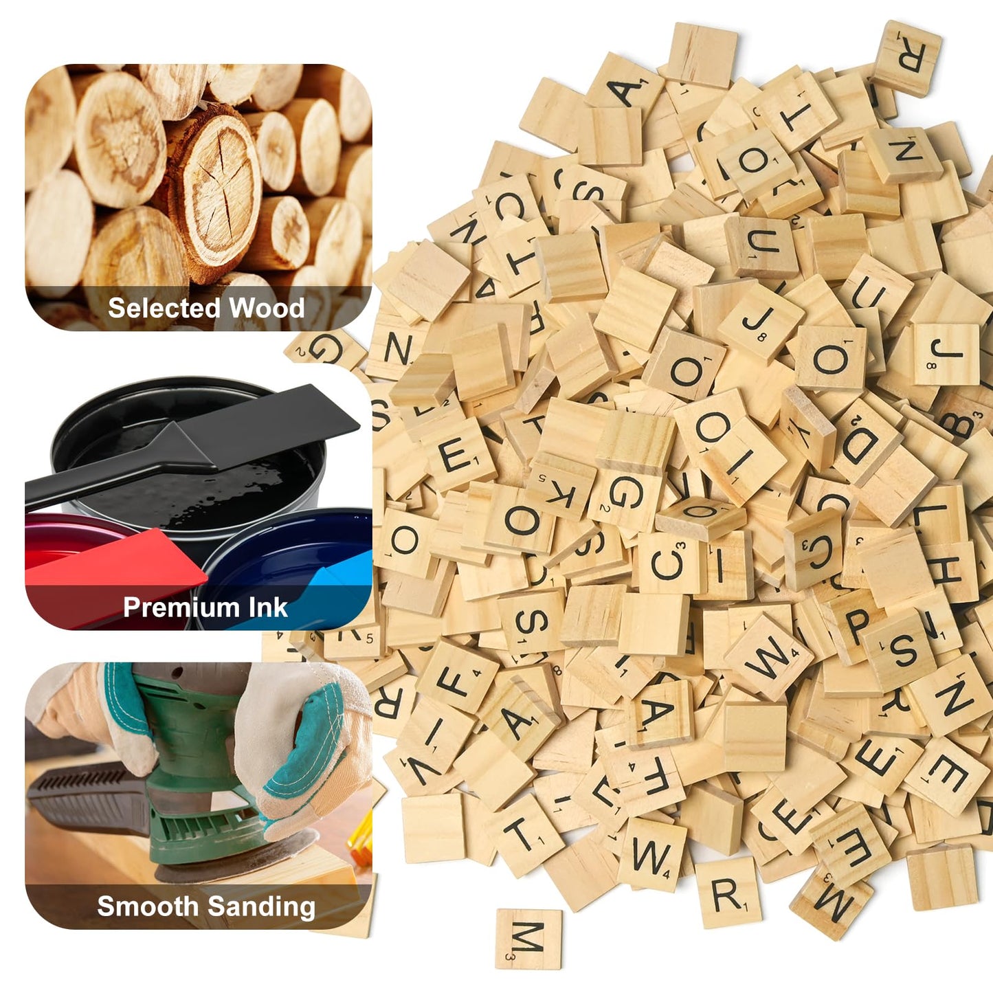1200 PCS Wooden Letters,Alphabet Letter Tiles, Decorative Alphabet Pieces for DIY Wall Art, Crafts, Home Decoration and Party Supplies