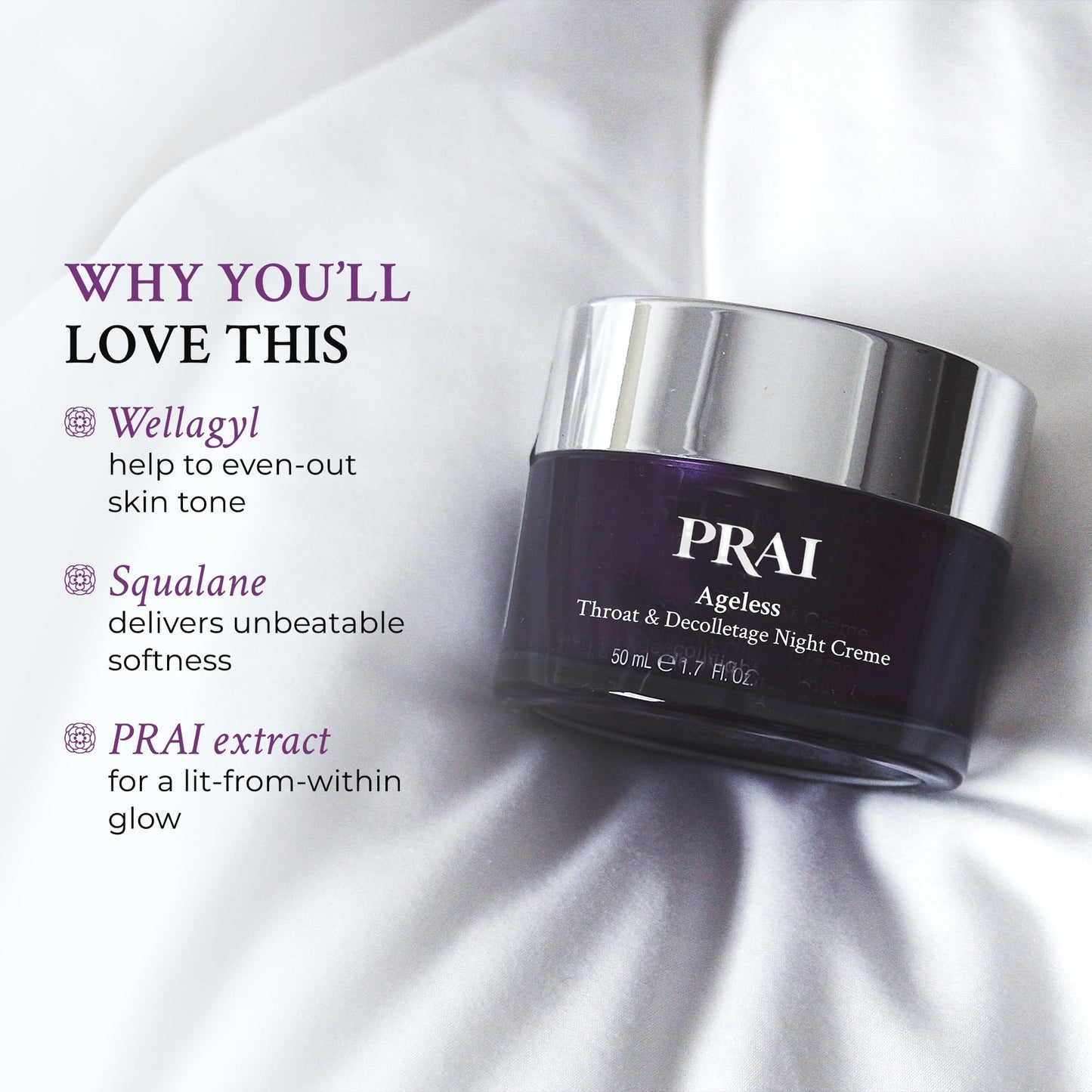 PRAI Beauty Ageless Throat & Decolletage Night Creme | Neck Firming Cream For Overnight Use | Cruelty & Paraben-Free Neck Tightening Cream with Retinol | Neck Cream for Tightening and Firming | 4.0 Oz