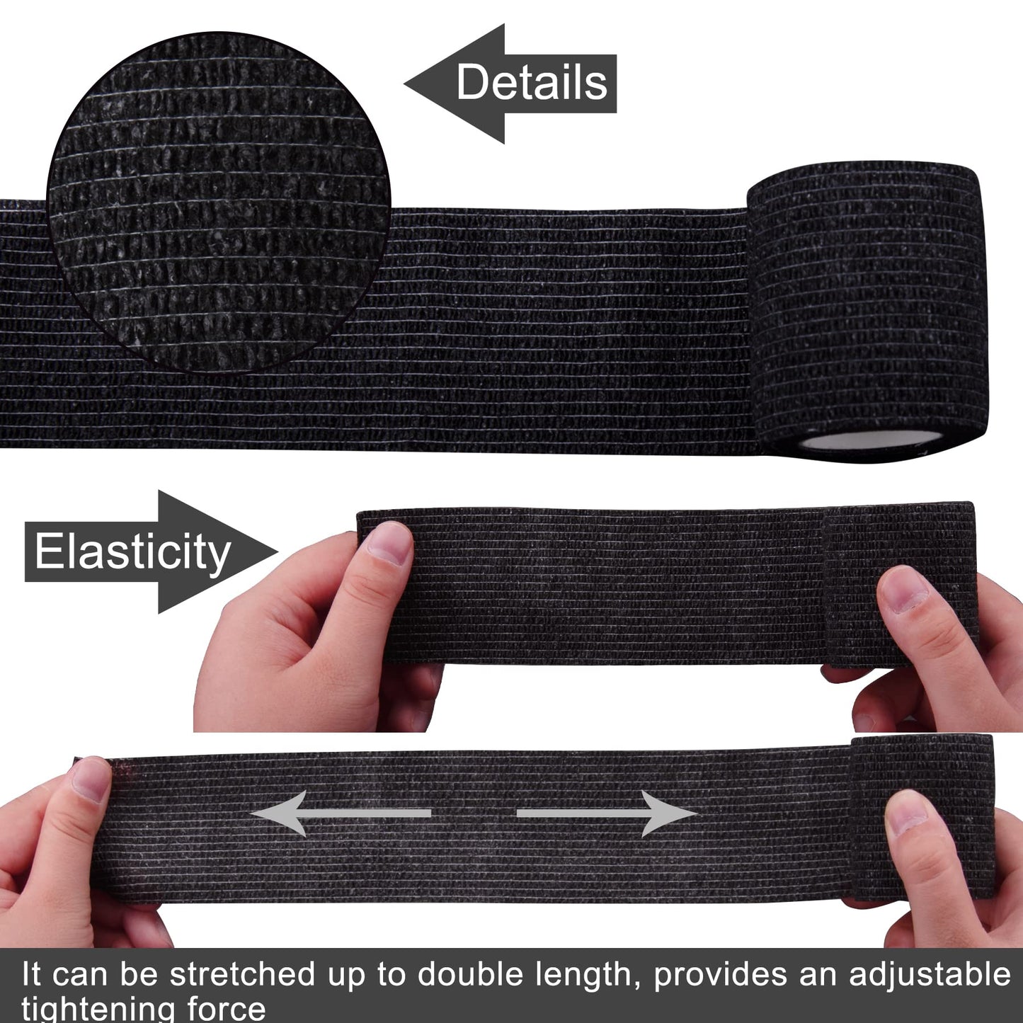 BQTQ 72 Rolls Self Adhesive Bandage Wrap 2 Inch Self Adherent Wrap Black Bandage Tape Self Stick Bandages Wrap Stretch Bandage for Wrist Ankle Swelling Sprains