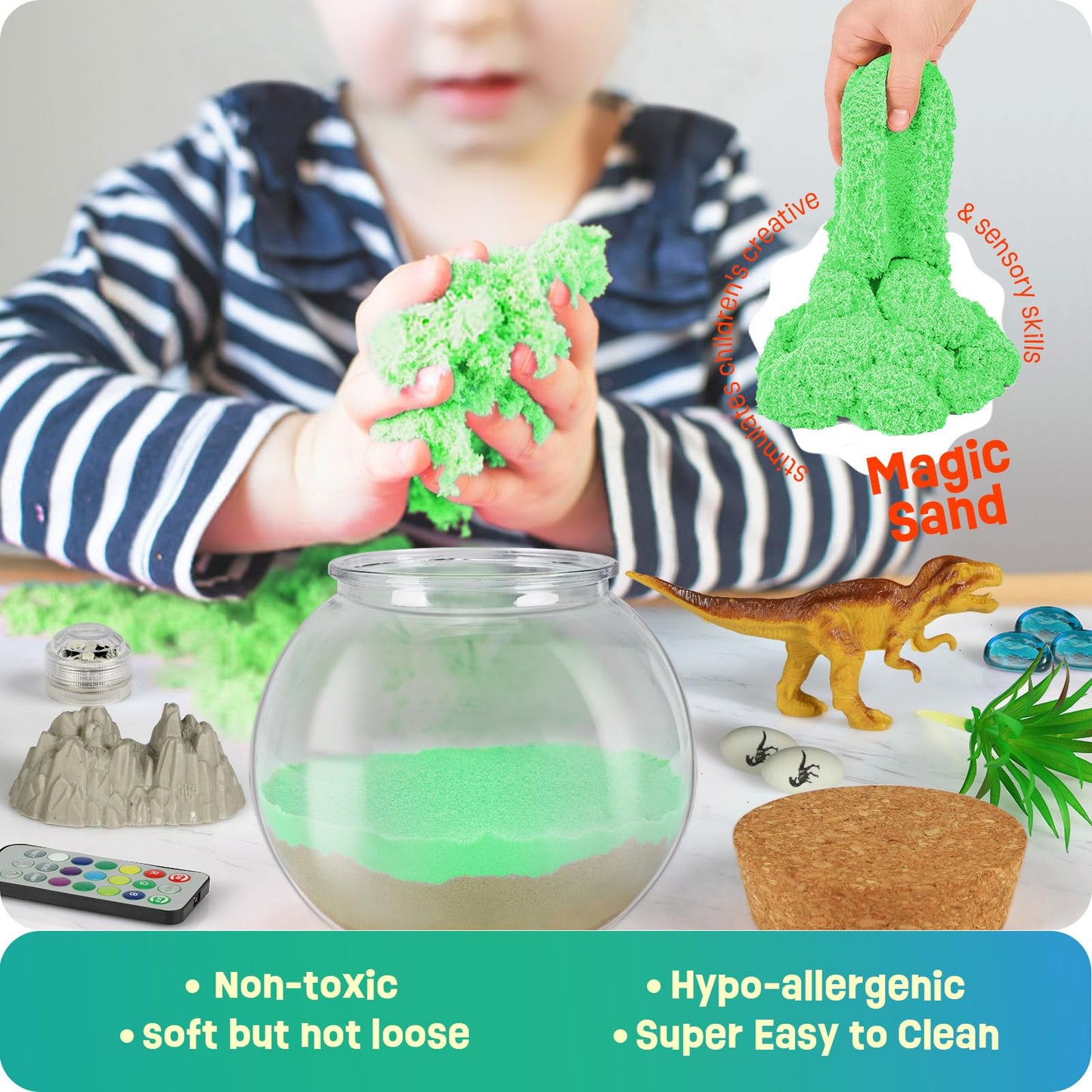 Dinosaur Gifts for Boys - Terrarium Kit for Kids - Birthday Gift for Boy Ages 4 5 6 7 8-12, DIY Dinosaur Toys, Arts and Crafts Kit for Kids - Gifts for Boys