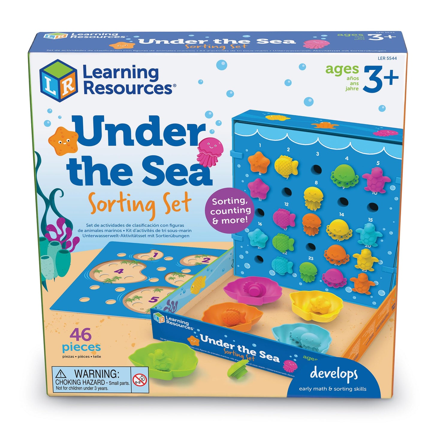 Learning Resources Under the Sea Sorting Set, Toddler Activities, Educational Toys Set, Color Teaching Toys, 44 Pieces, Age 3+