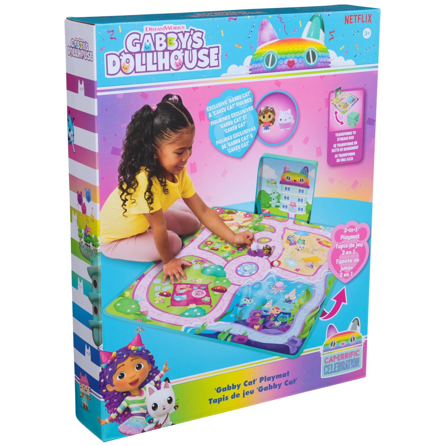DreamWorks GABBY'S DOLLHOUSE, Gabby Cat Playmat, with 2 Figures, Dollhouse Accessories & Board Game with Dice, Kids Toys for Girls & Boys Ages 3 and Up