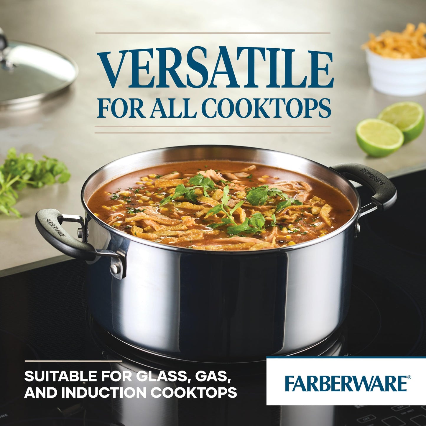 Farberware Brilliance Dutch Oven Pot with Lid, 5 Quart, Stainless Steel