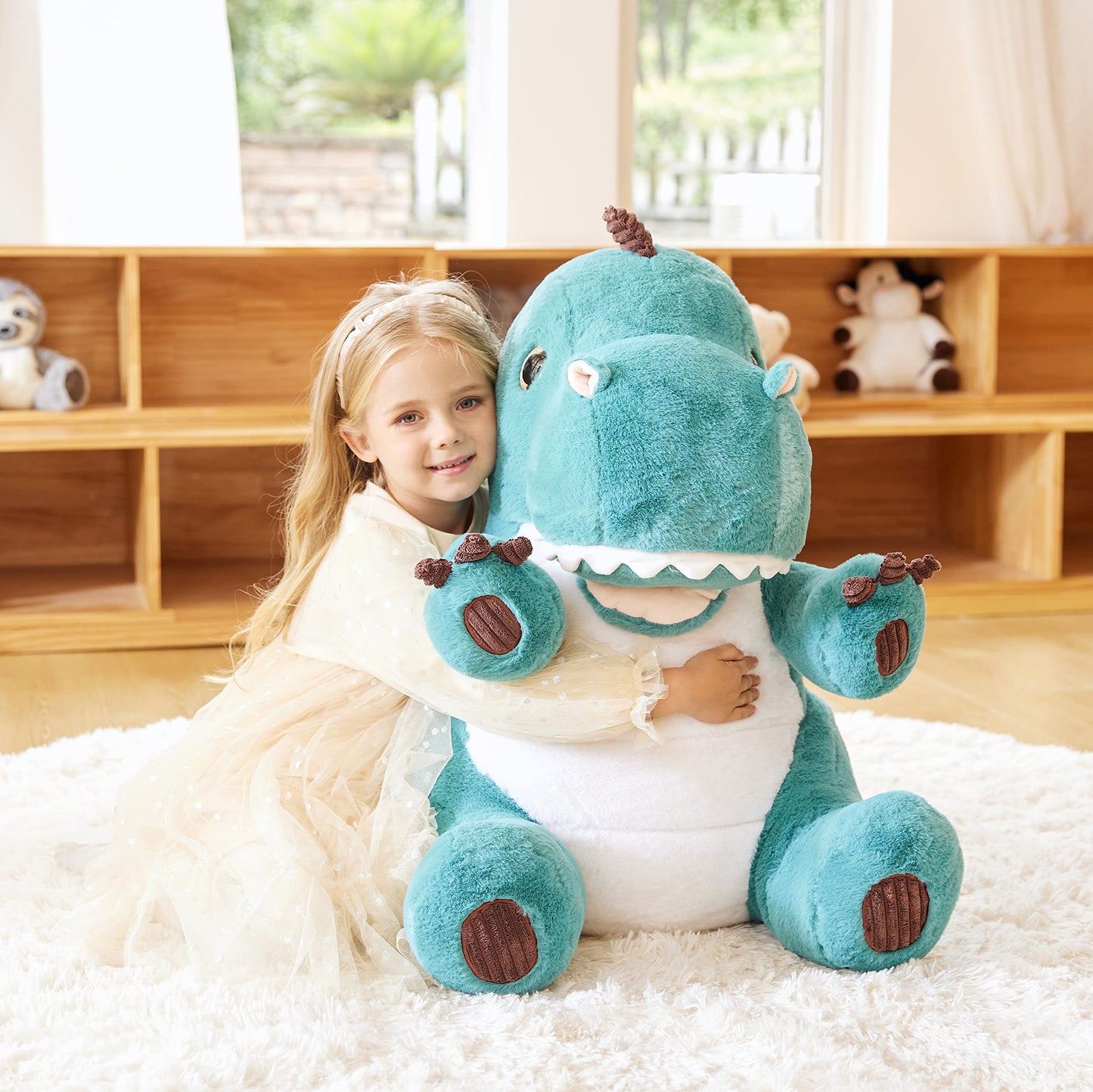 EARTHSOUND Giant Dinosaur Stuffed Animal Plush Toy,Large Jumbo 23" Cute Soft Toys,Big Size Huge Fluffy Plushy Oversized Fat Plushie,Gifts for Kids Girls Boys Girlfriend (23 inches, Lake Blue)