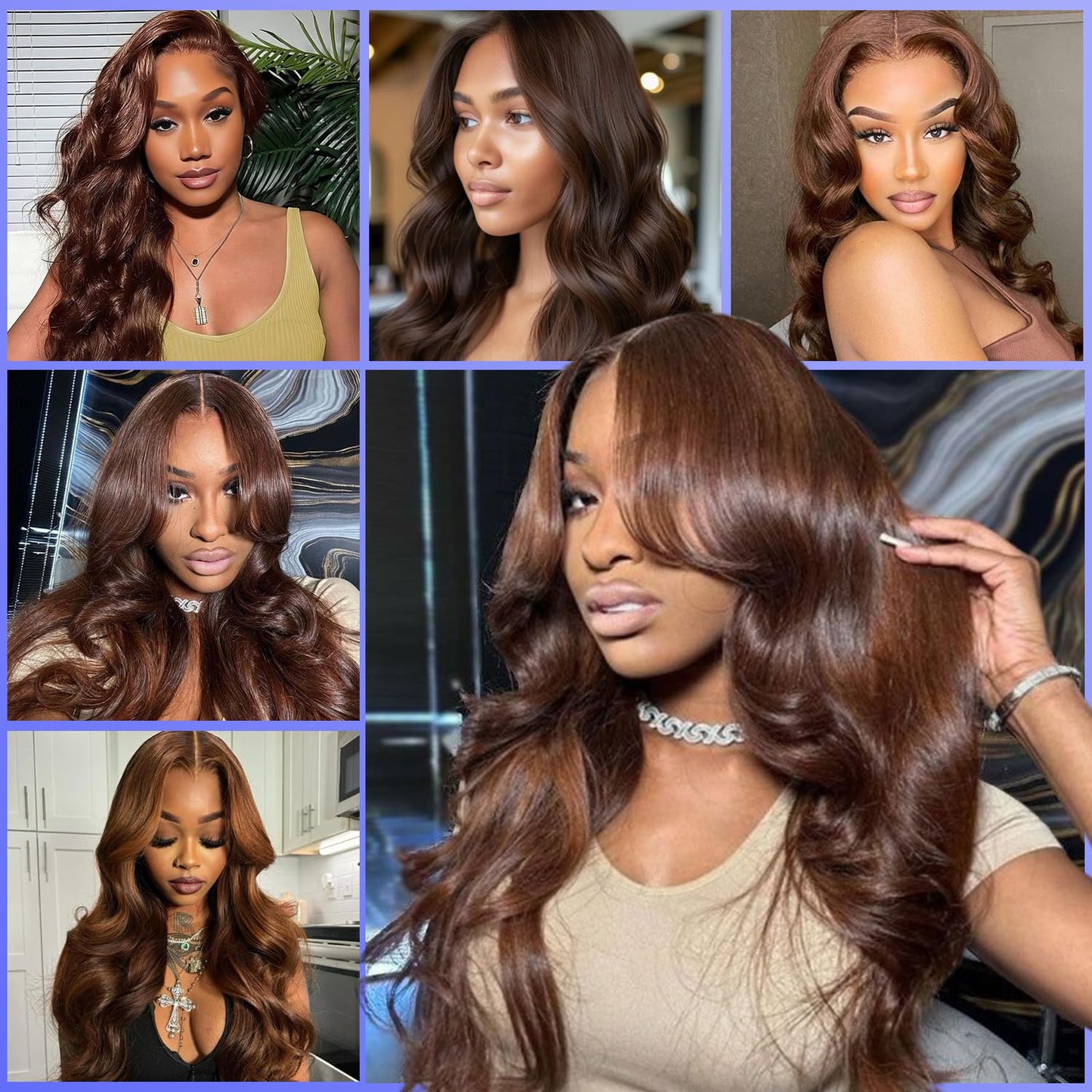 LUXEDIVA 12A Body Wave Bundles Human Hair 16 18 20 Inch Brown Human Hair Bundles 100% Unprocessed Indian Virgin Hair 3 Bundles Deal Weave Dark Brown Hair Extensions with Edges Stripes Baby Hair