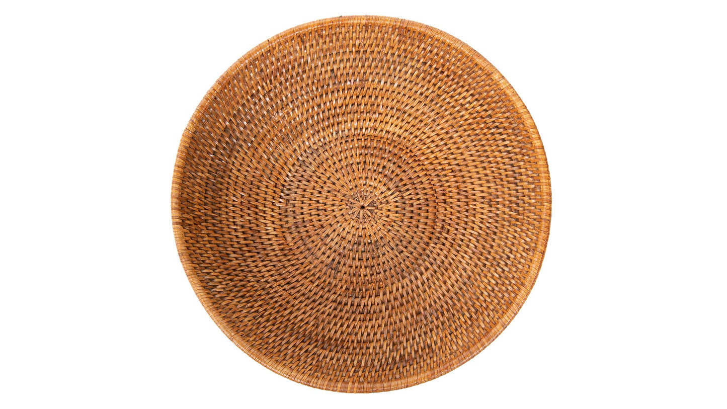 KOUBOO La Jolla Rattan Fruit Bowl, Woven Bowl for Kitchen Counter - Wicker Storage Basket | Decorative Serving Tray, Fruits, Home Décor, Honey-Brown, Large