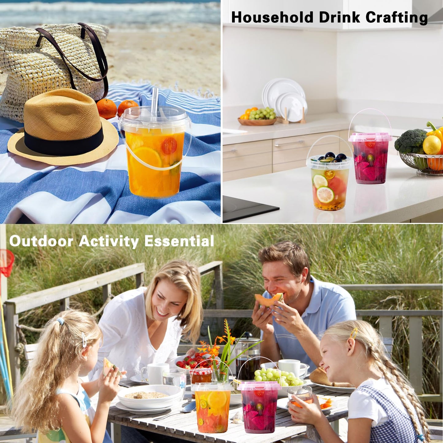 30 Pack 34oz Disposable Plastic Cups with Lids and Straws, Iced Coffee Cups with Lids, Sturdy & Food Safe for Cold & Hot Drinks, Smoothies, Fruit Drinks Cups for Summer Beverages, Bar & Beach Party
