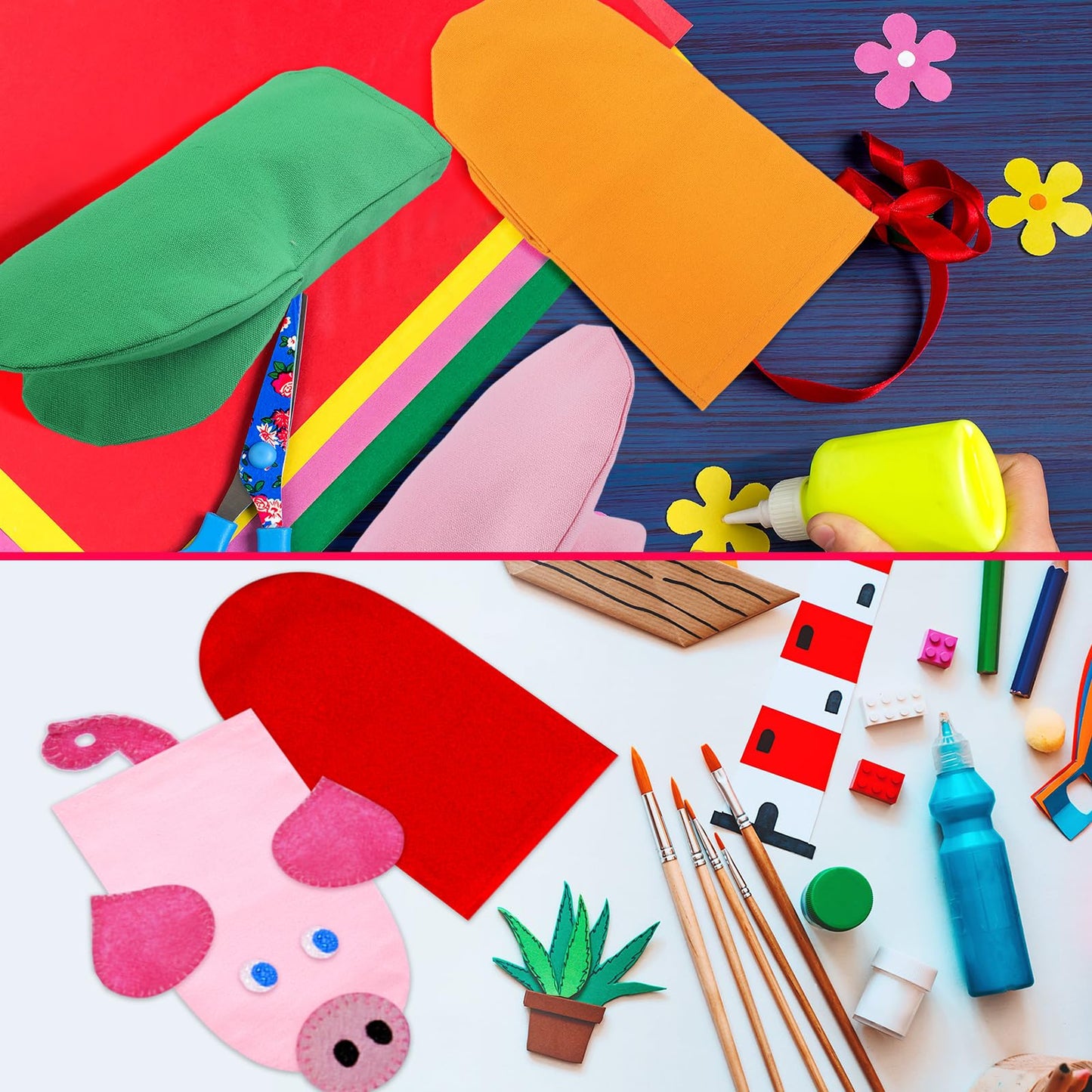 Soulchen 24 Pcs DIY Hand Puppets, Canvas Hand Puppet Making Kit DIY Arts and Crafts Sewing Projects for Fun Home Activities Classes Storytelling Party Favors (Mixed Colors)