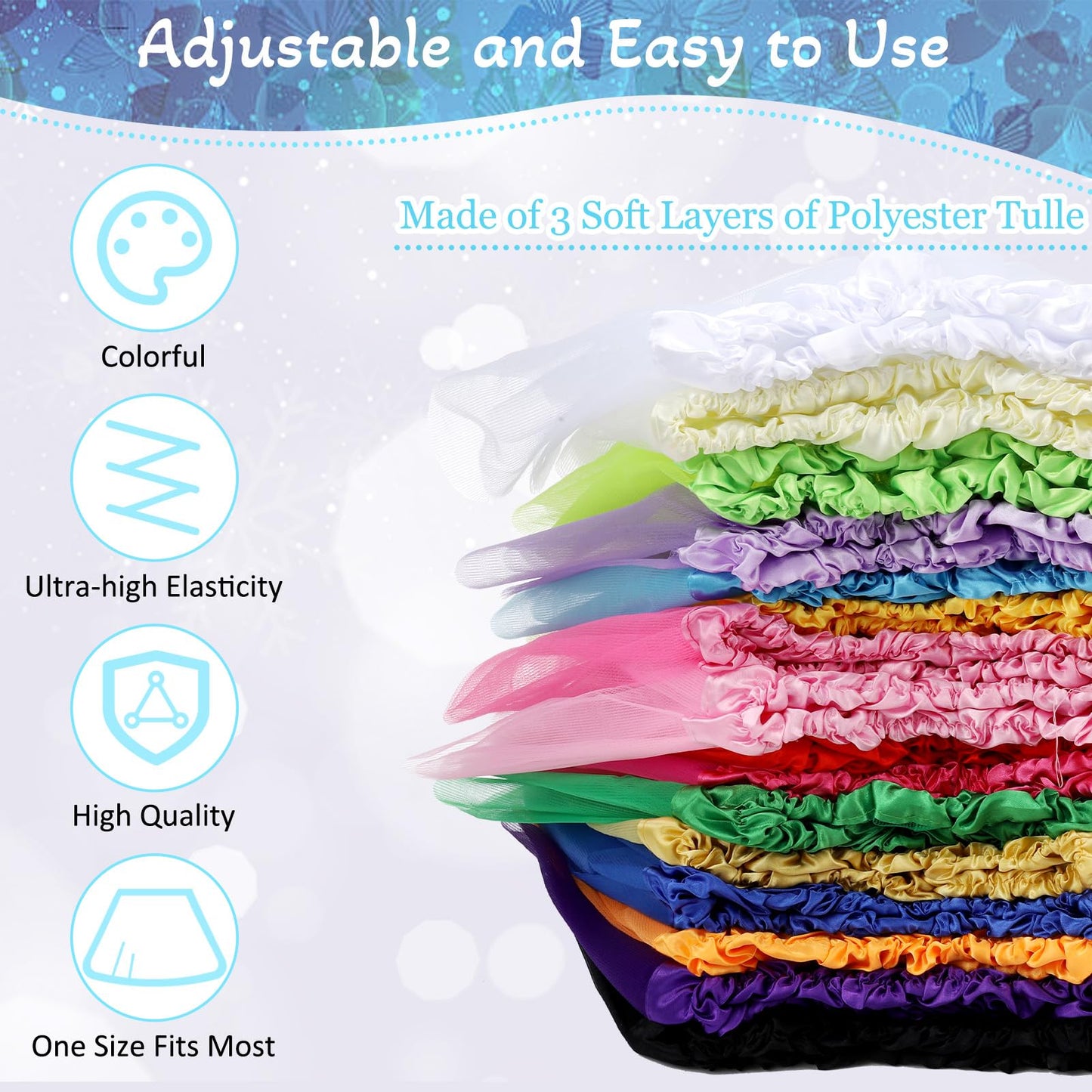 Hoemwarm 18 Pcs Girls Tutu, 3 Layers Multicolor Toddler Tutu Skirt Princess Tutu Dresses for Toddler Girls Bulk, Dance Fluffy Tulle Skirt for Toddler Girls Birthday Party Costume Princess Tutu