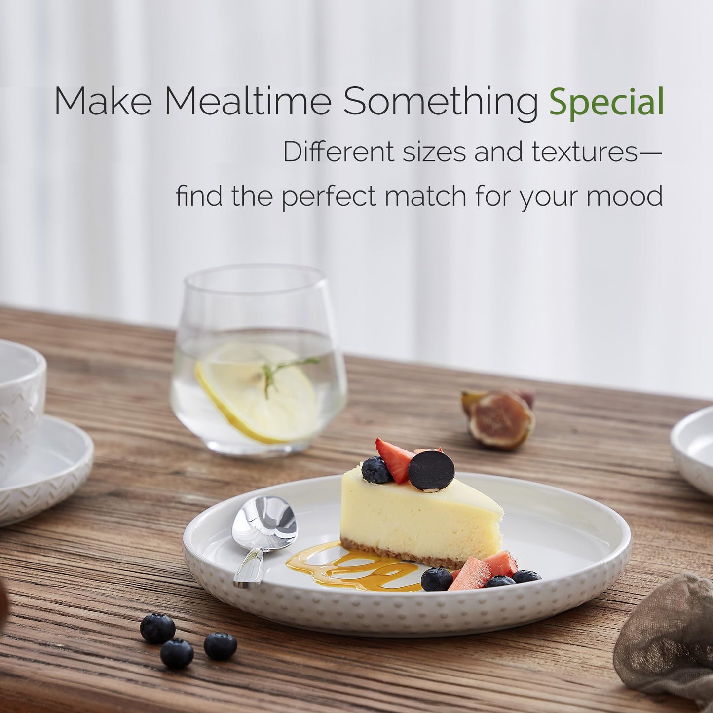 Lareina Ceramic Plates and Bowls Sets, Farmhouse Dinnerware Sets for 4, Stoneware Dish Set of 12, Scratch Resistant, Dishwasher & Microwave Safe, Vintage White