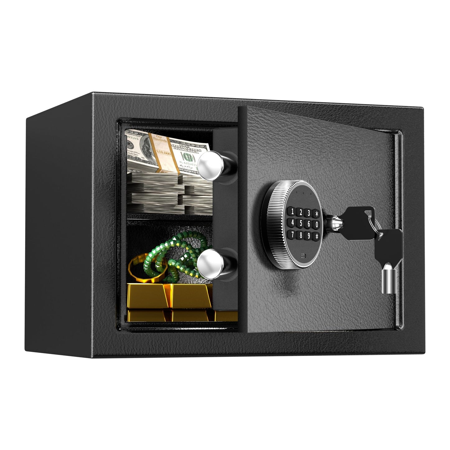 Safe,0.8 Cubic Feet Safe Box,Anti-Theft Digital Security Lock Box with Electronic Keypad and Key, Fire Proof Safes for Home Documents Firearm Medicine Money Valuables,13.8"W x 9.8"D x 9.8"H