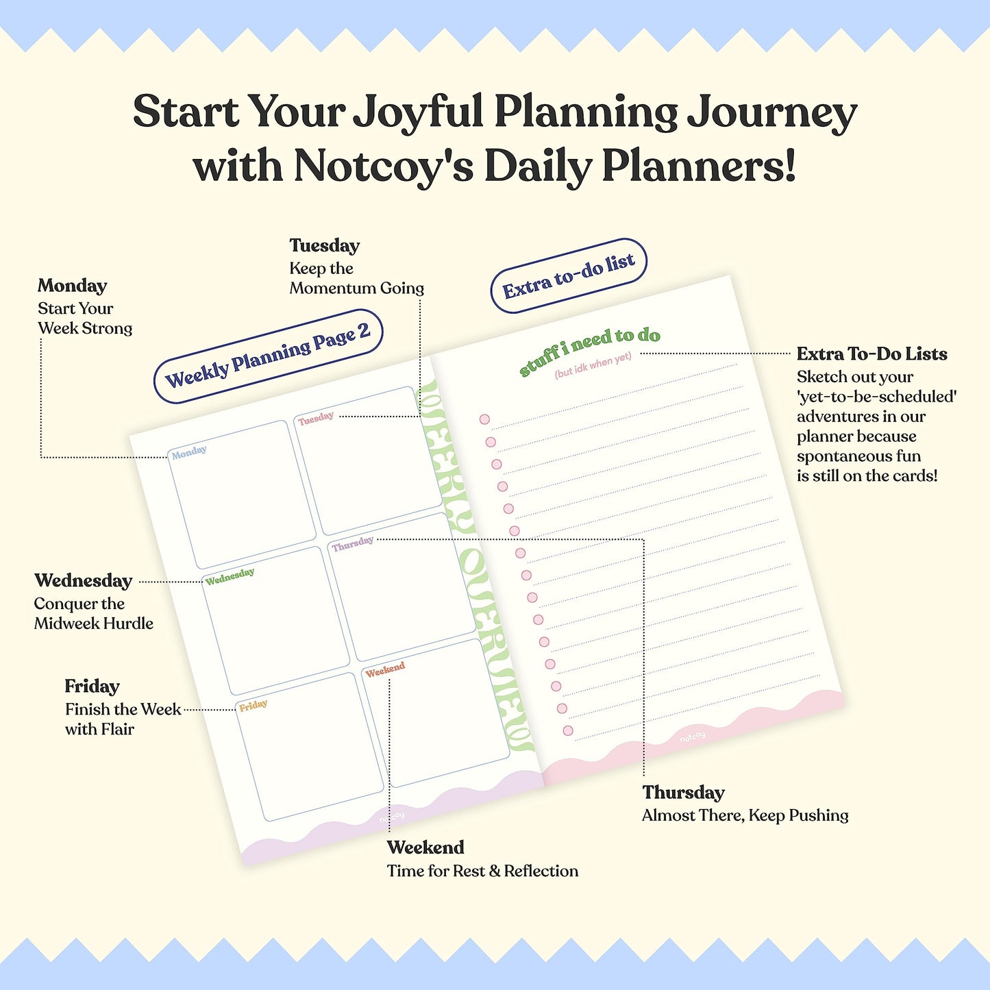 Daily Planner Organizer Notebook - To Do List 6-Month Undated Daily Planner with 180 Daily & 26 Weekly Pages - Aesthetic Checklist Notebook Planner for Passion, Goal & Work - Notcoy Busy AF