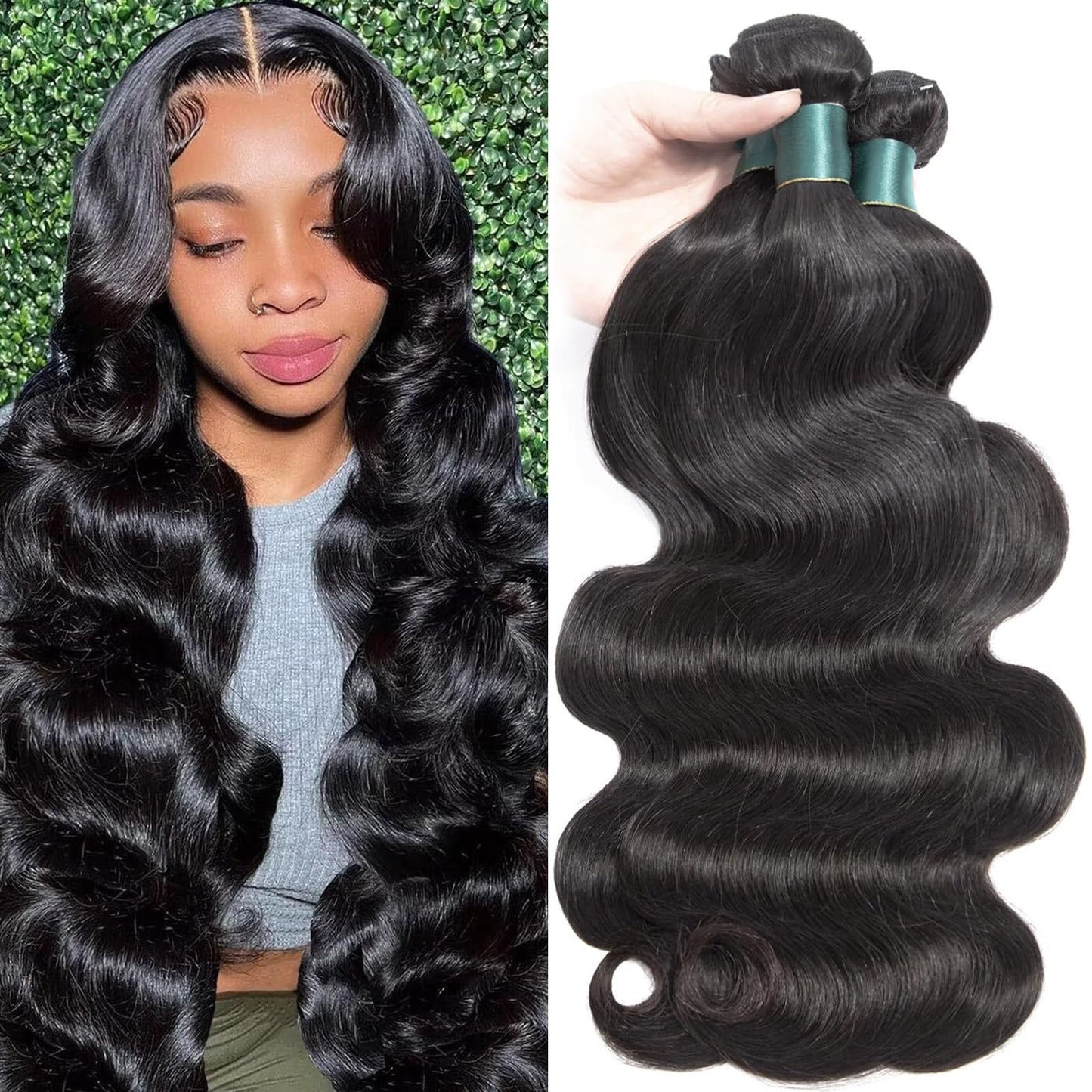 Superfect Human Hair Bundles 20 22 24 Inch Body Wave Bundles Human Hair 12A 100% Unprocessed Brazilian Virgin Hair Weave 3 Bundles Deals Human Hair Natural Black Color (20 22 24, Body Wave 3 Bundles)