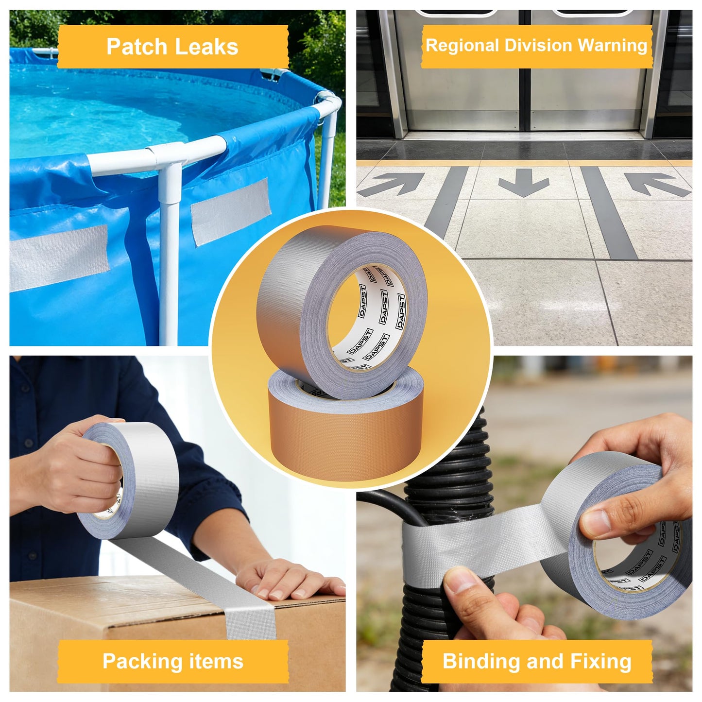 DAPST 24-Pack Silver Heavy Duty Duct Tape Strong Adhesive, 2 Inch x 720 Yd, Duct Heavy Duty Waterproof All Weather Gray Duct Tape, Duct Tape Bulk for Outdoor Use