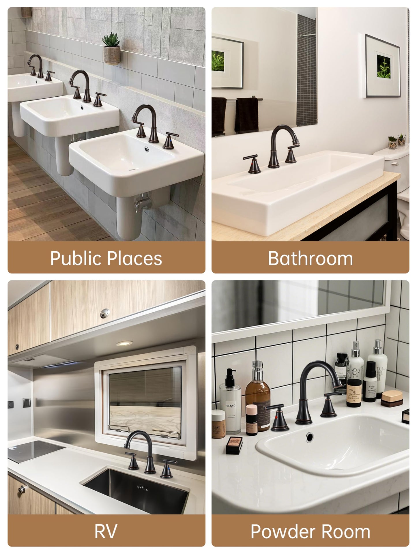 Fransiton Bathroom Sink Faucet 3 Hole, Oil Rubbed Bronze Bathroom Vanity Faucet for Lavatory Sink with Pop-Up Drain, 8 Inch Widespread, 2 Handle Basin