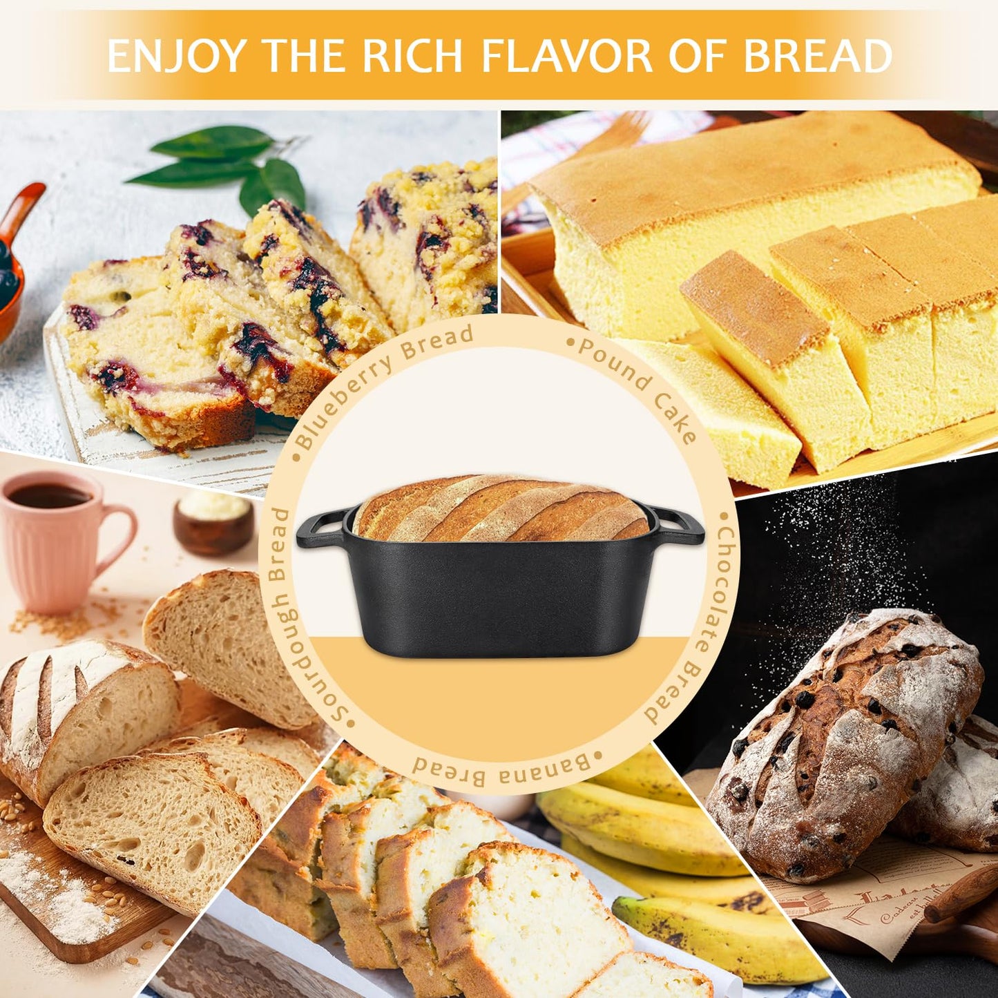 3.6QT Oval Dutch Oven for Bread Baking - Pre-Seasoned Cast Iron Sourdough Bread Pan with Lid