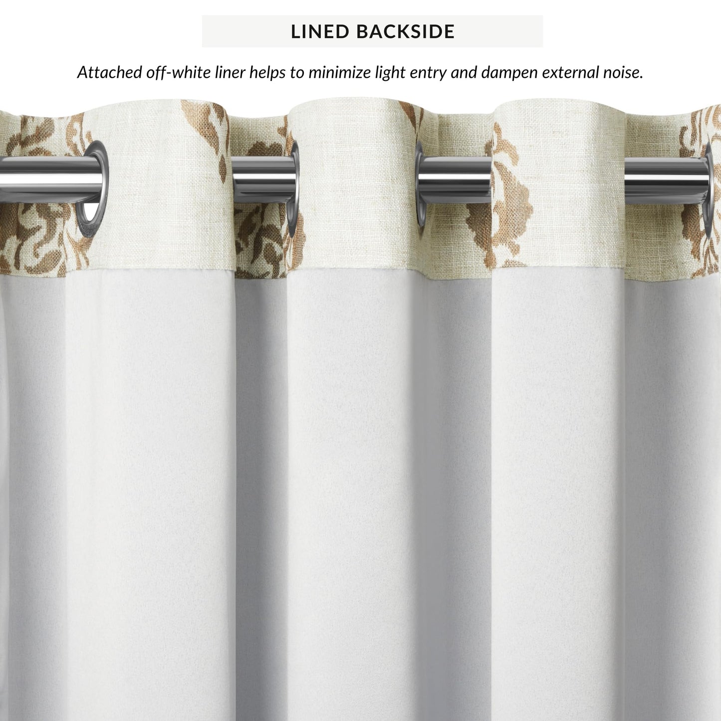 Elrene Home Fashions Navara Medallion Room-Darkening Window Curtain, Single Panel, 52" x 95" (1 Panel), Natural