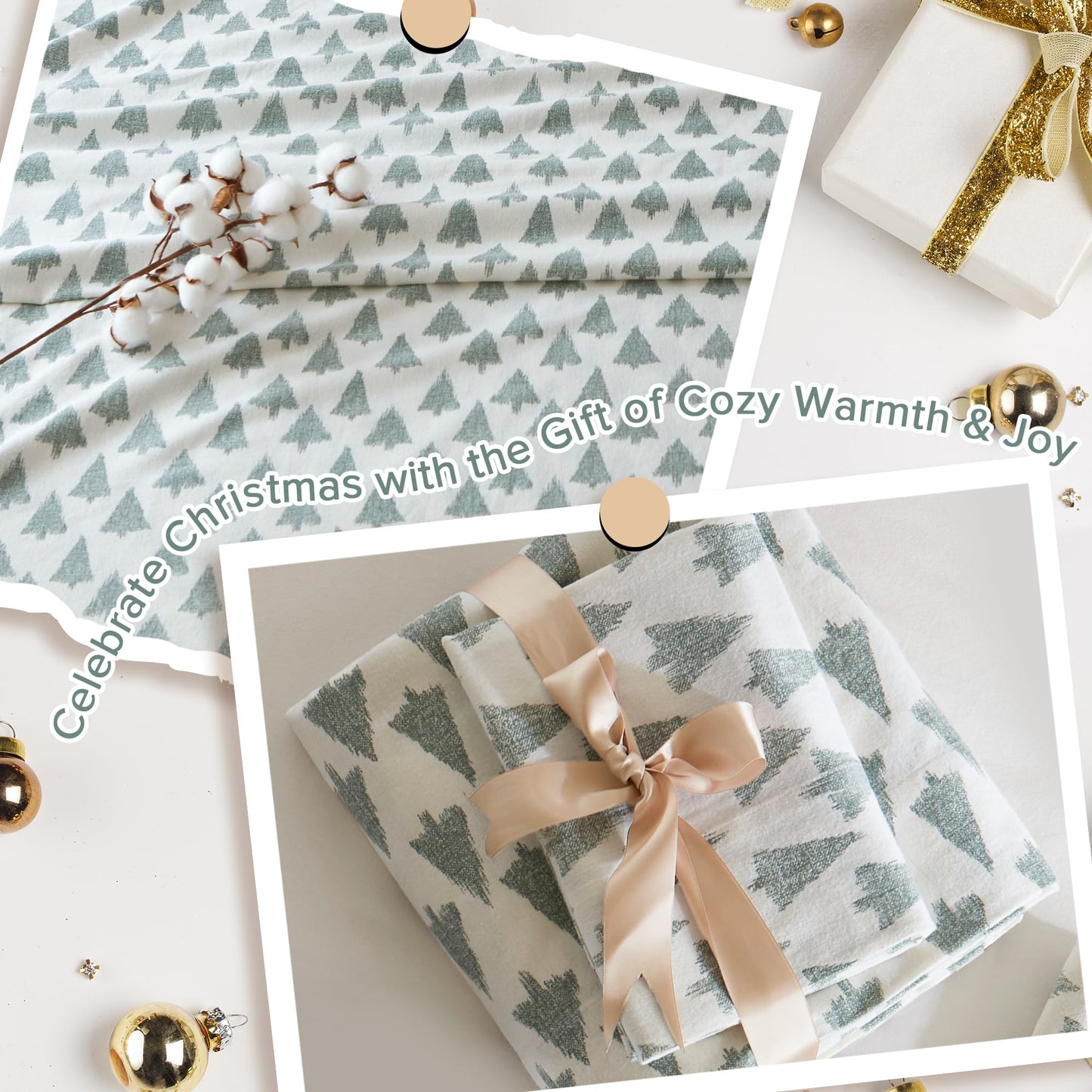 True North by Sleep Philosophy Cotton Sheet Set Cozy Print 100% Cotton Flannel Sheets Bedding Set, Oversized Sheets, Deep Pocket Fits Up to 14" Mattress Queen Bed Sheets Queen Ikat Tree 4 Piece