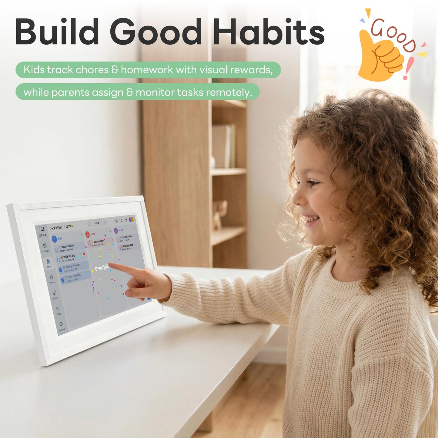 10.1-Inch Smart Digital Calendar, Interactive Touch Screen, HD Display, Wall-Mountable Family Organizer with Chore Chart, To-Do Lists & App Sync for Home & Office, Thoughtful Mother's Gift for Her