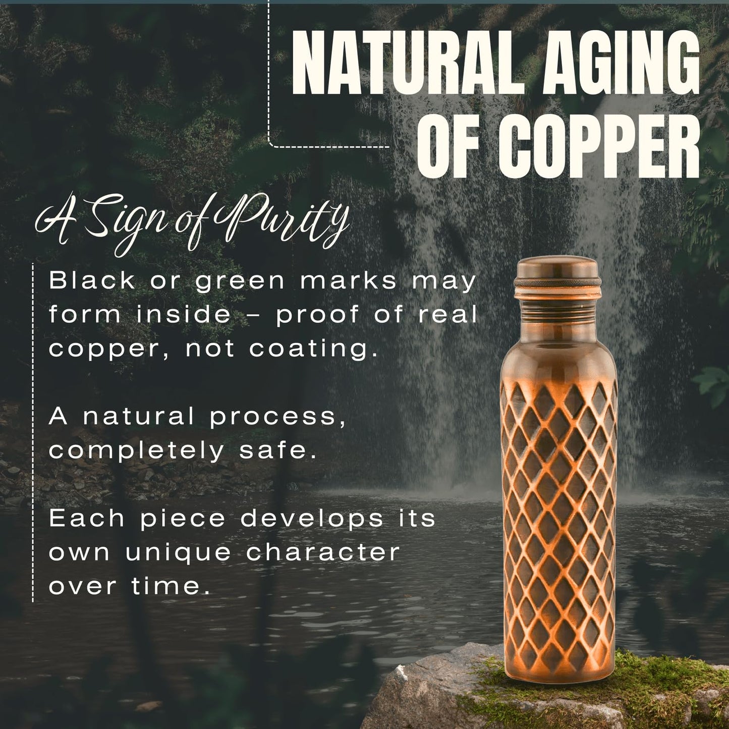IND MADE Ayurvedic Pure Copper Water Bottle 34 Oz | Leak Proof | Durable & Rust Proof | Traditional Copper Drinkware | Eco Friendly | Non Toxic And BPA Free