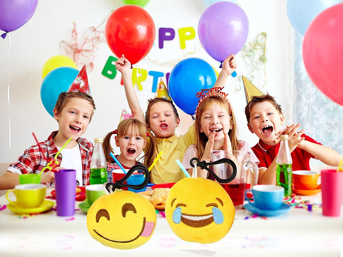 Dreampark Emoticon Keychain Mini Cute Plush Pillows, Party Favors for Kids Valentine's Day Gifts / Birthday Party Supplies, Easter Basket Stuffers Egg Fillers Carnival Prizes Toys for Kids (64 Pack)