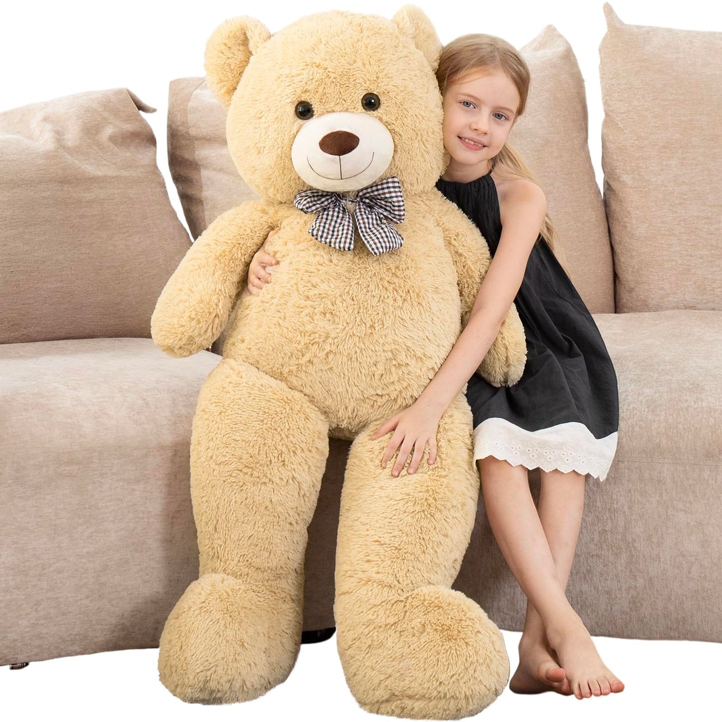 MorisMos Giant Teddy Bear Plush, Big Teddy Bear Stuffed Animals for Kids, Large Brown Bear for Girlfriend Christmas Valentine's Day, 47 Inches