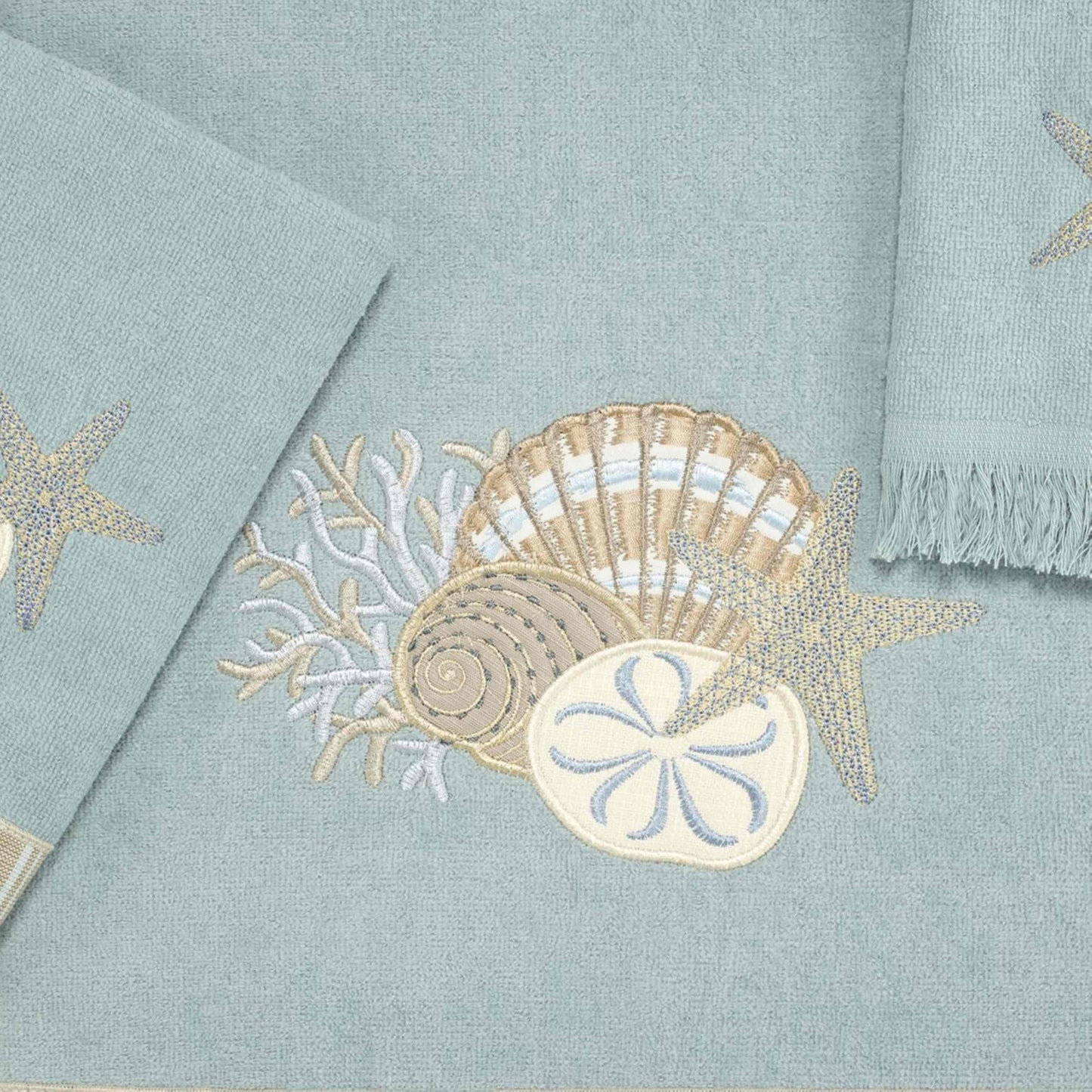 Avanti Linens - 3pc Towel Set, Soft & Absorbent Cotton, Coastal Home Decor (by The Sea Collection, Mineral)