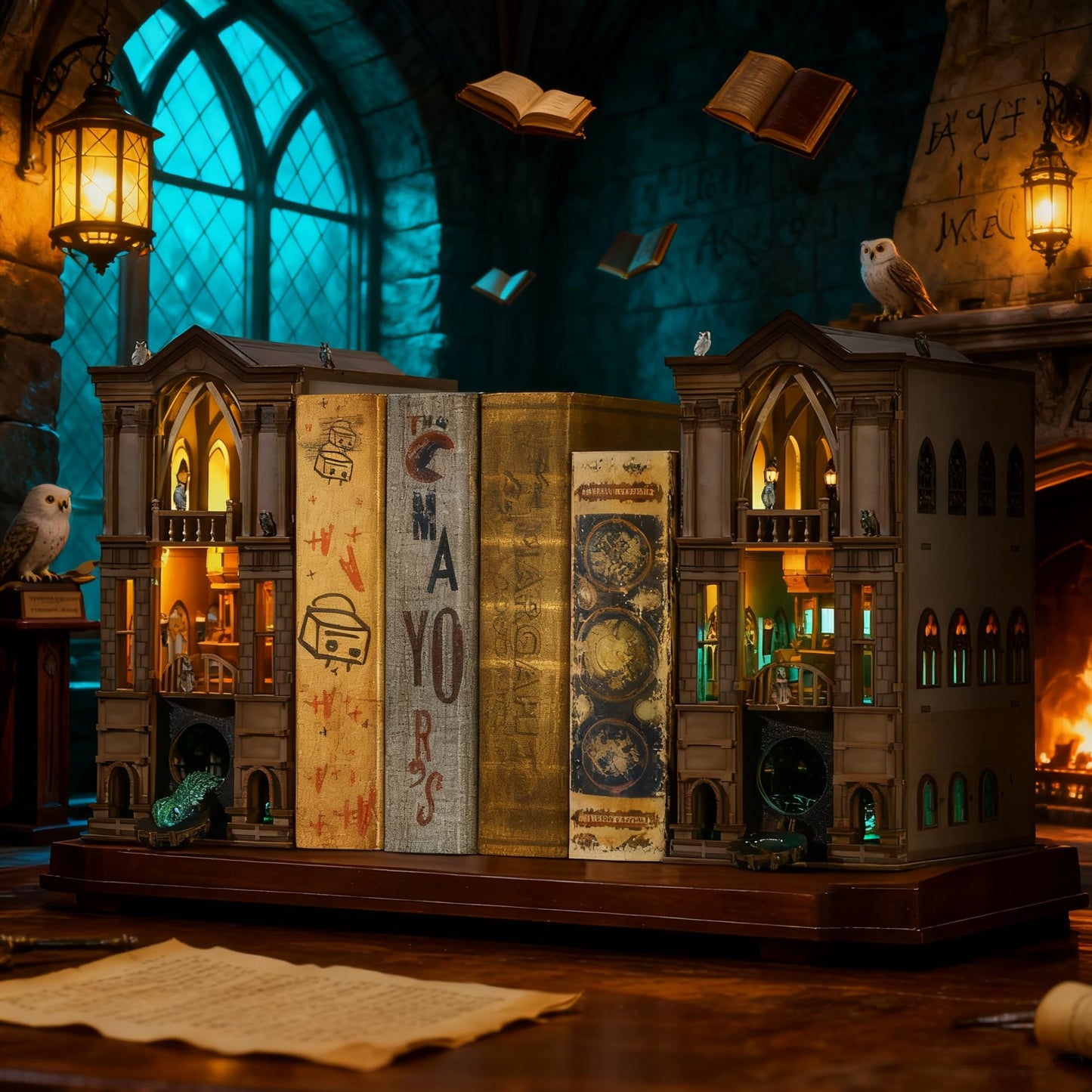 DIY Magic Book Nook Kit - Booknook for Adults & Teens, 3D Wooden Puzzle Bookshelf Insert with LED Lights, Unique Creative Craft Gift for Home Decor & Model Building