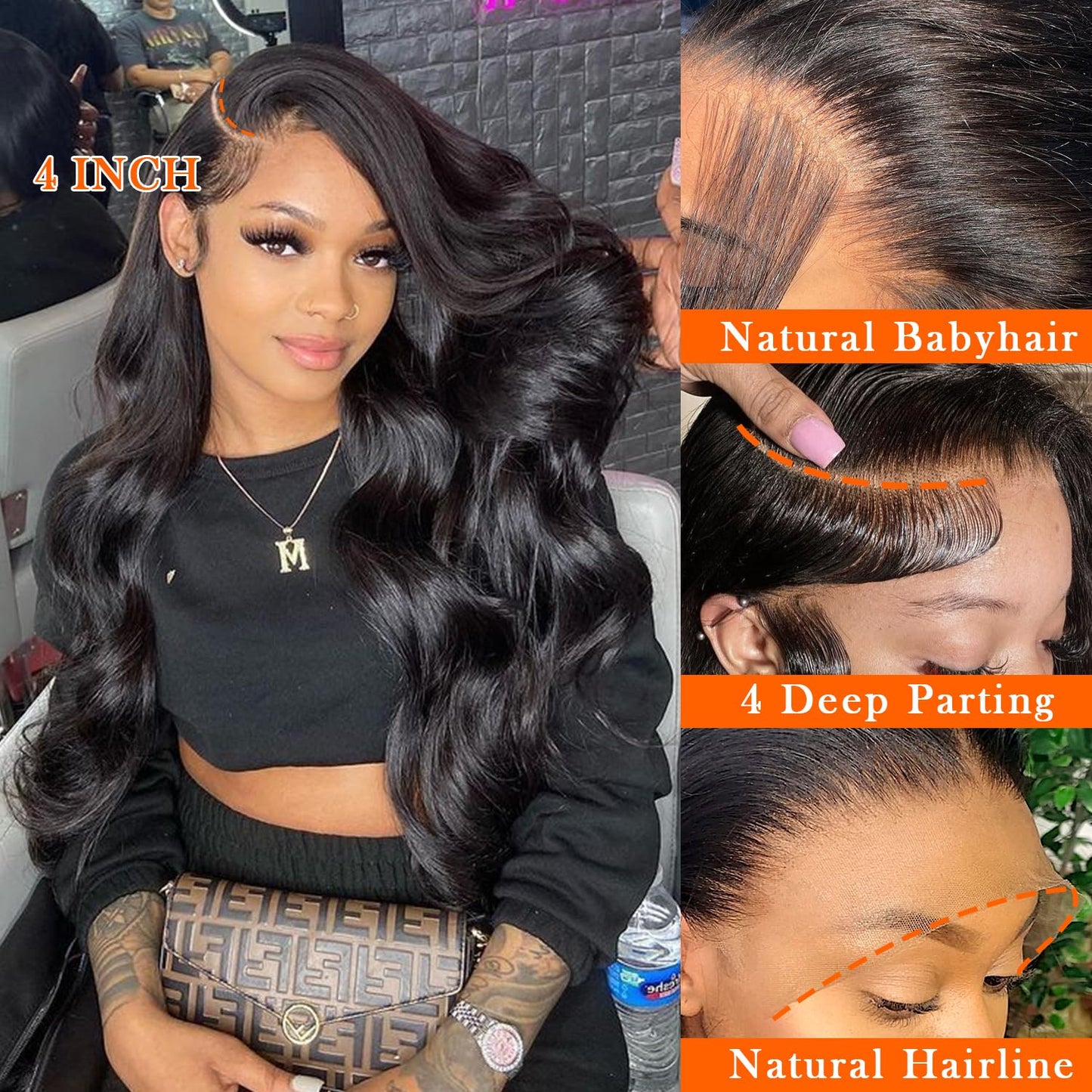 28 Inch Body Wave Lace Front Wigs Human Hair 13x4 HD Transparent Lace Frontal Wigs Human Hair 180% Density Glueless Wigs Human Hair Pre Plucked With Natural Hairline Baby Hair Wigs For Black Women