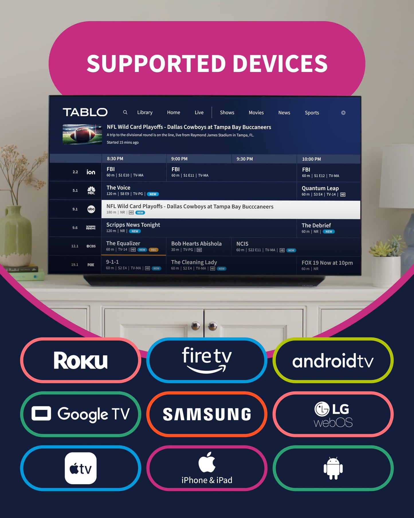 Tablo 4th Gen 2-Tuner Over-The-Air (OTA) DVR - Watch, Pause & Record Live TV, News, Sports & Movies Throughout Your Home Over Wi-Fi - Pairs w/Any TV Antenna - 50+ Hrs Recording - No Subscriptions