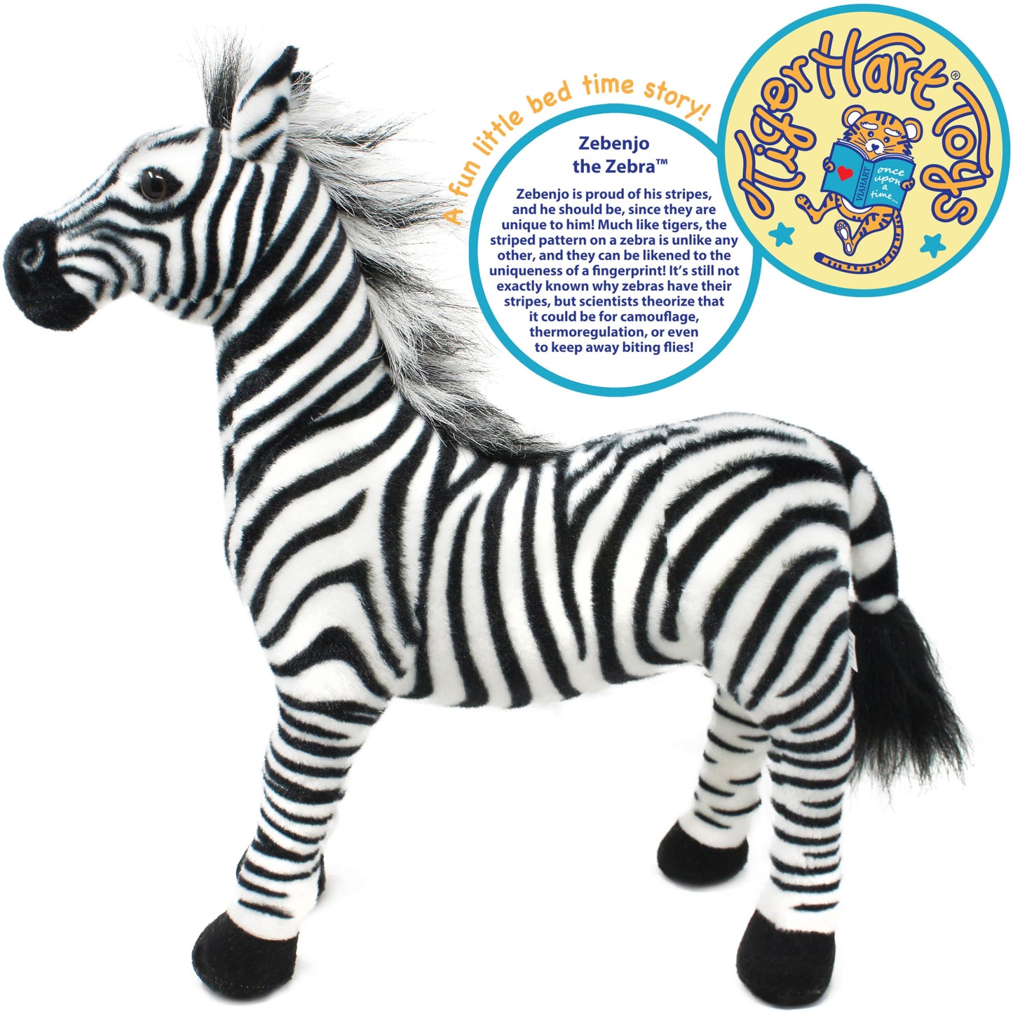 Zebenjo The Zebra - 16 Inch Stuffed Animal Plush - by TigerHart Toys