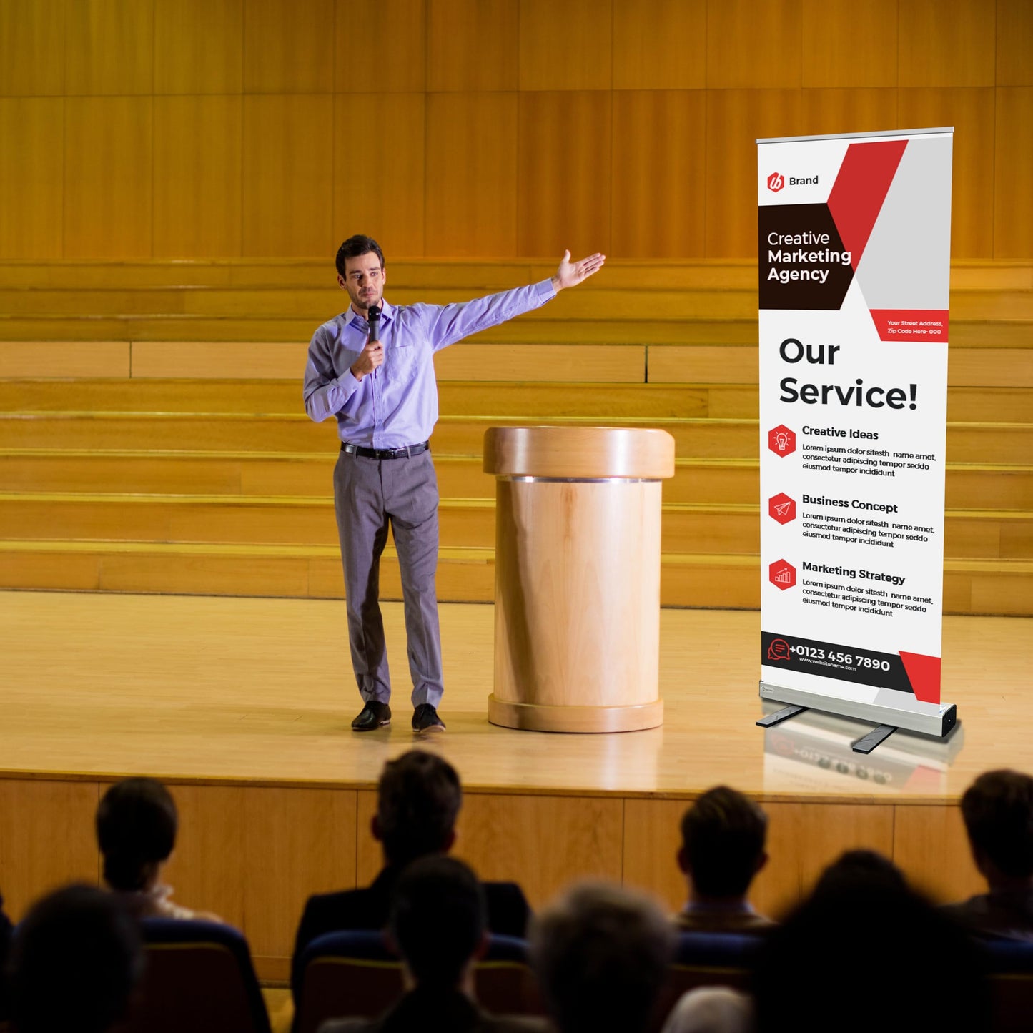 33x81 Retractable Banner Stand Only Banner not included Signs Pull up Roll up Portable & Personalized Display with travel case for Business and Trade Shows Advertising and Promotion